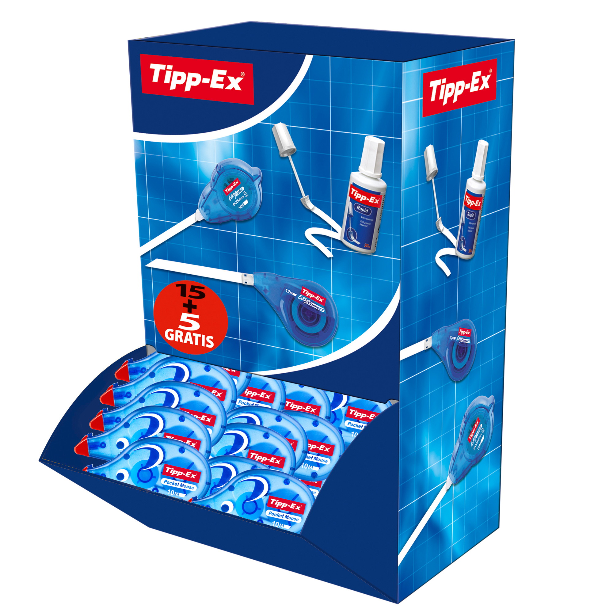 Correttore a nastro Pocket Mouse - 4,2 mm x 10 mt -Tipp-Ex - value pack - 15 + 5  pezzi