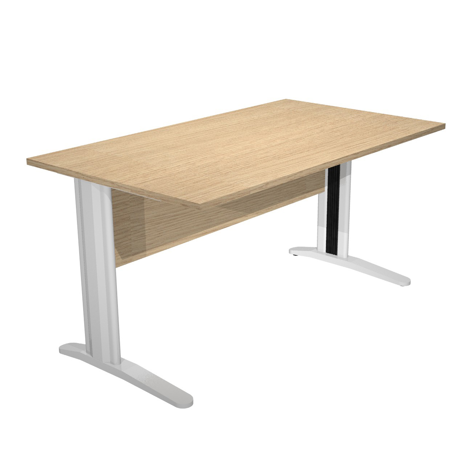 Scrivania lineare Easy - 140 x 80 x 72 cm - Rovere/grigio cromato