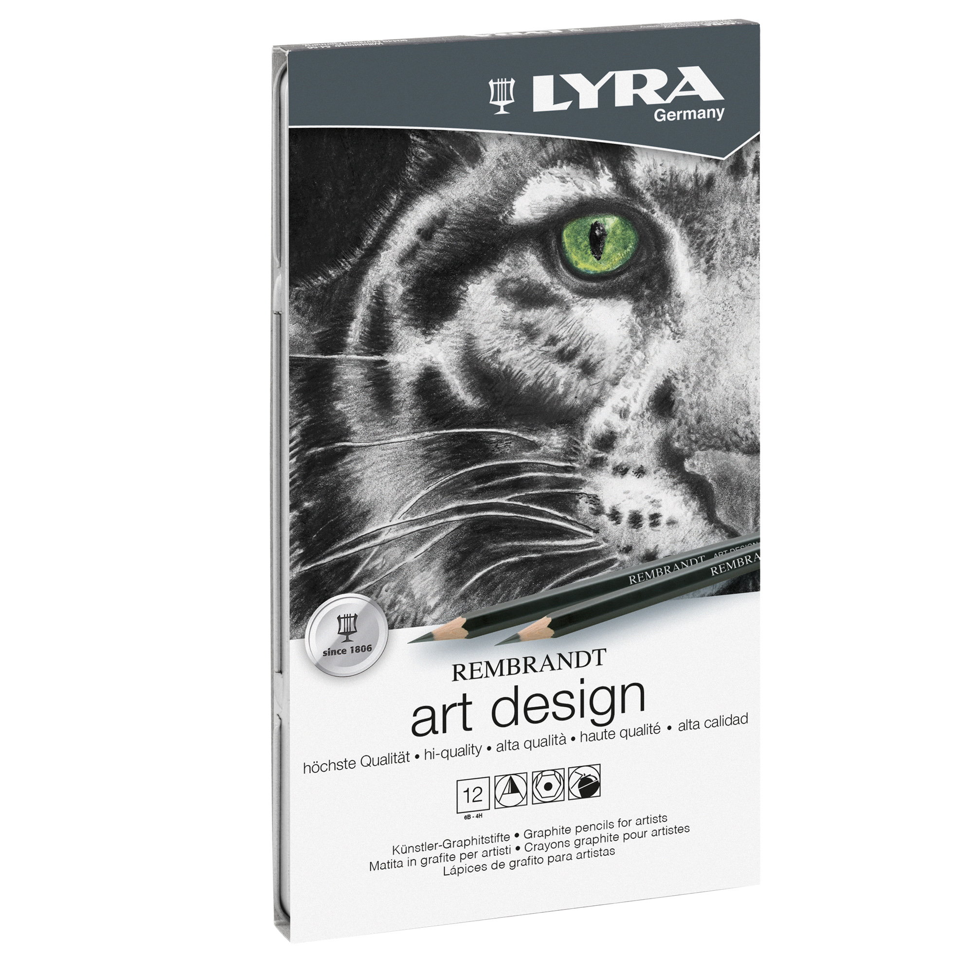 Matite Rembrandt Art Design - Lyra - astuccio metallo 12 matite assortite