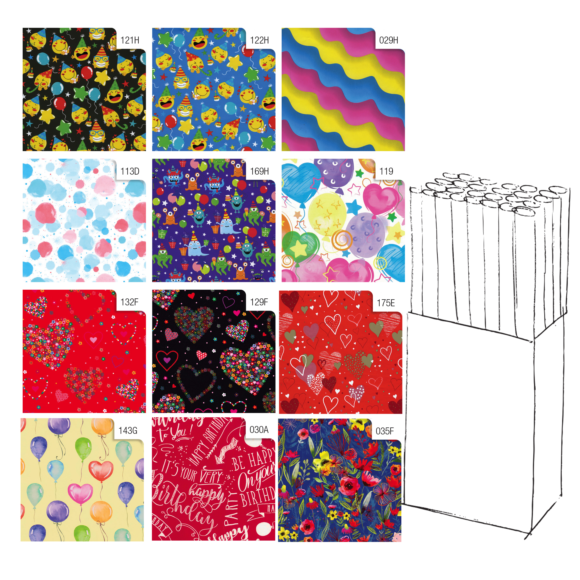 Carta regalo - raso - Fantasia - 200 x 70 cm - Rex Sadoch - expo da 50 rotoli