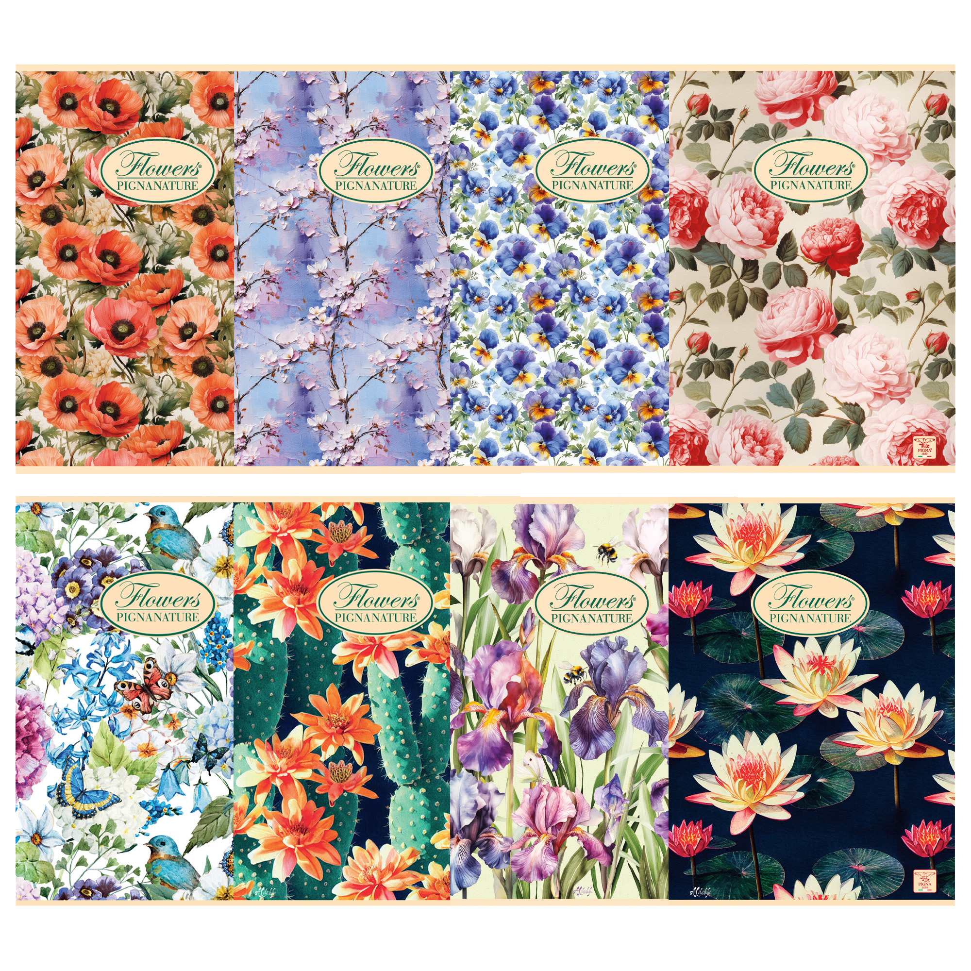 Maxiquaderno Nature Flowers - A4 - 5 mm - 42 fogli - 80 gr - Pigna