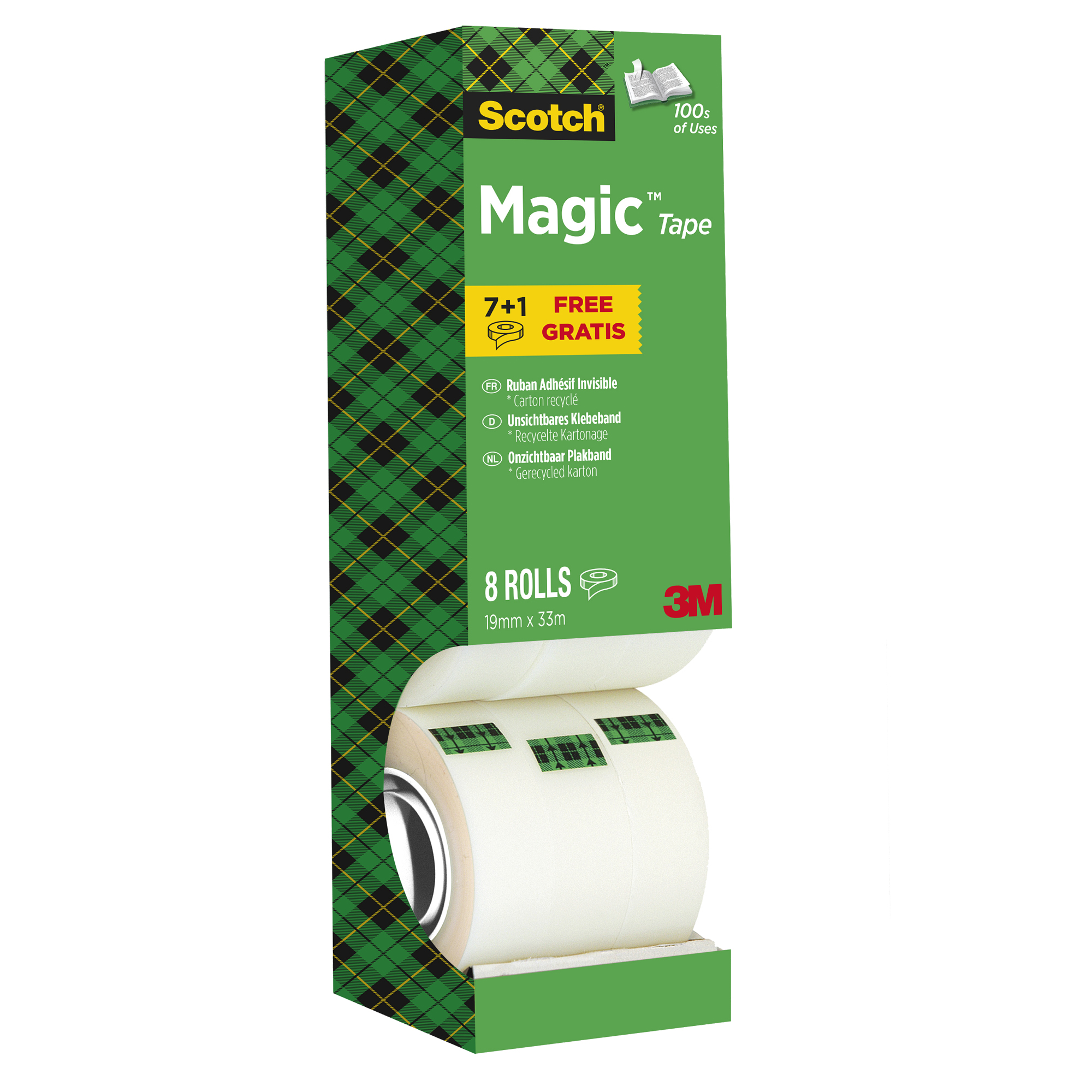 Nastro adesivo Magic 810 - 19 mm x 33 m - acrilico - trasparente - Scotch - Value Pack 7+1 rotoli