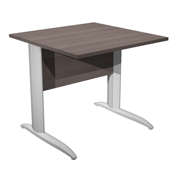 Scrivania lineare Easy - 80 x 80 x 72 cm - Frassino toscano/grigio alluminio