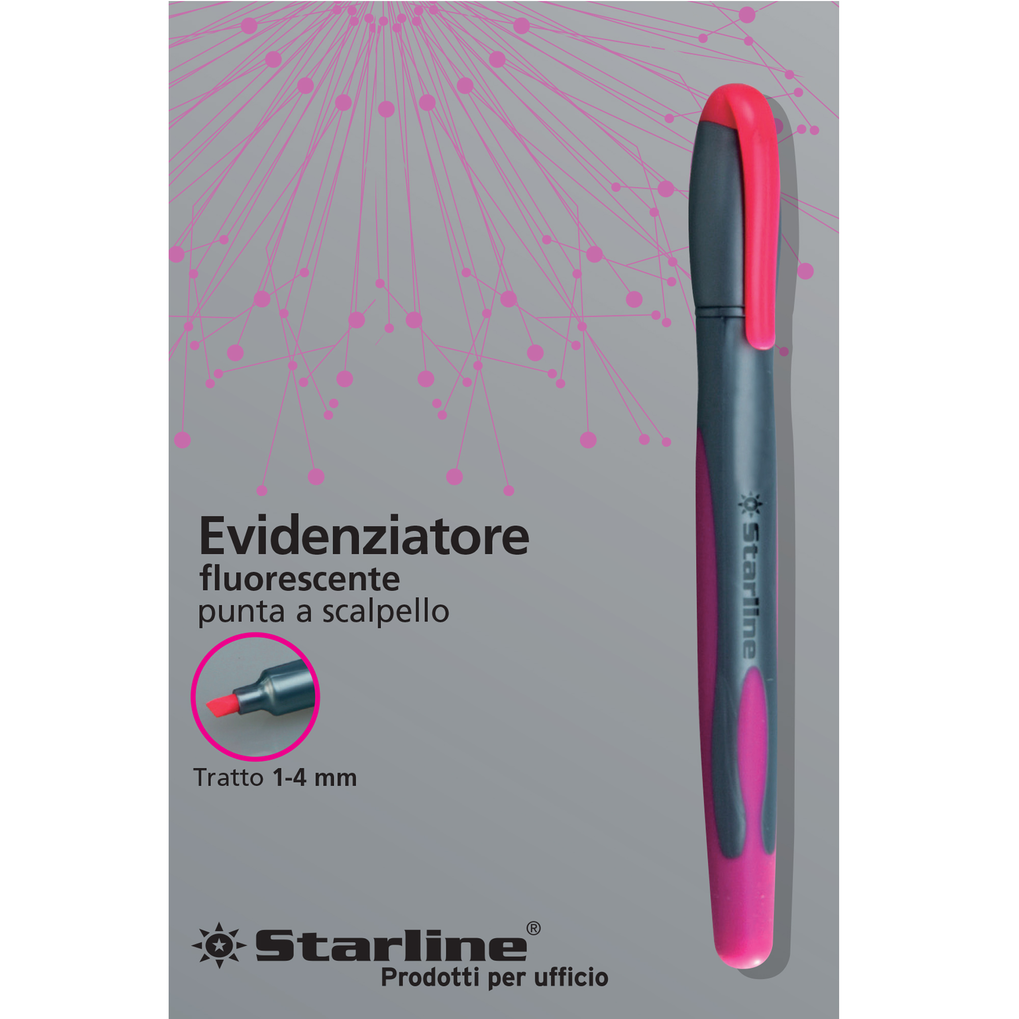 Evidenziatore a penna - punta scalpello - tratto da 1,0-4,0mm - fucsia - Starline