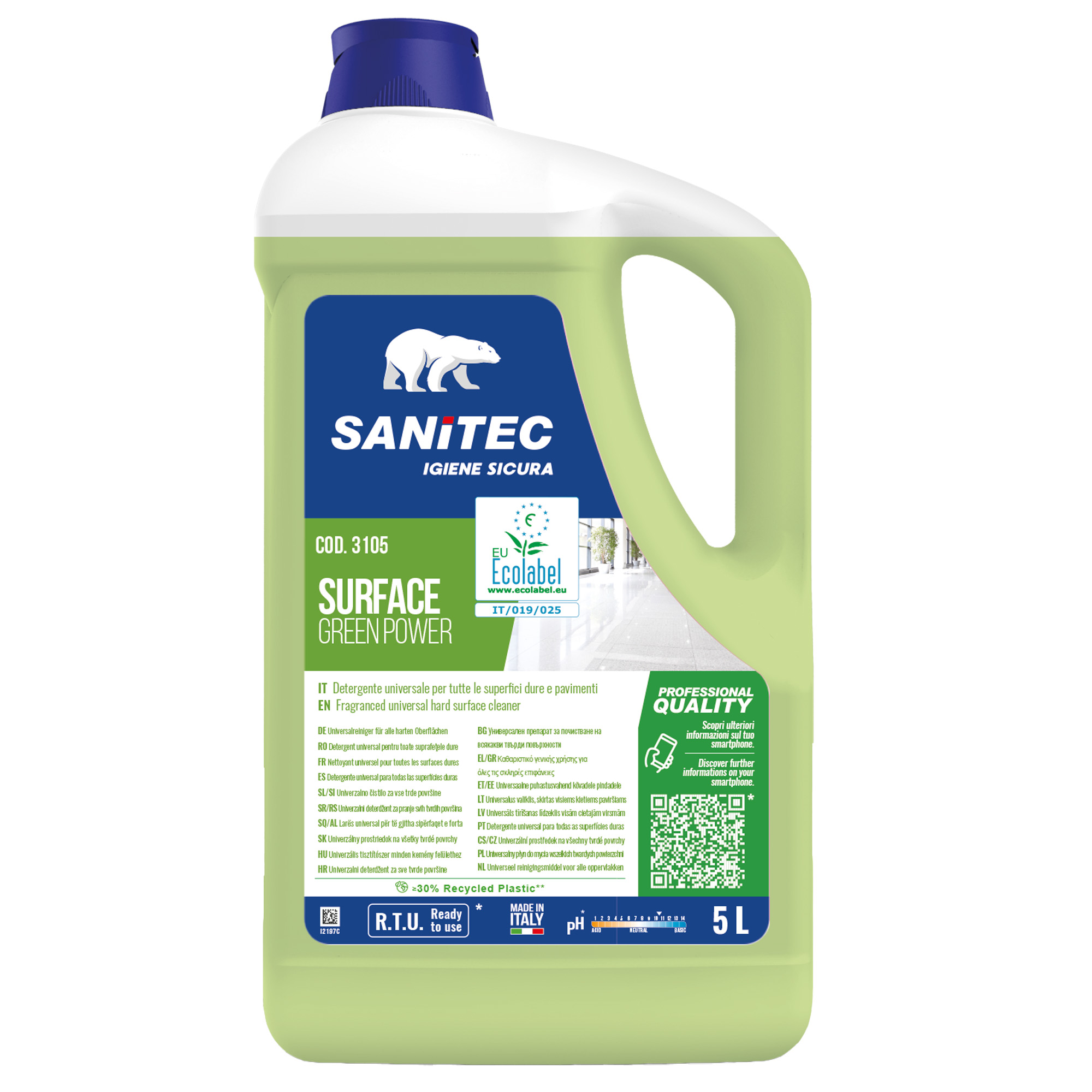 Detergente pavimenti Surface Green Power - 5 L - floreale - Sanitec