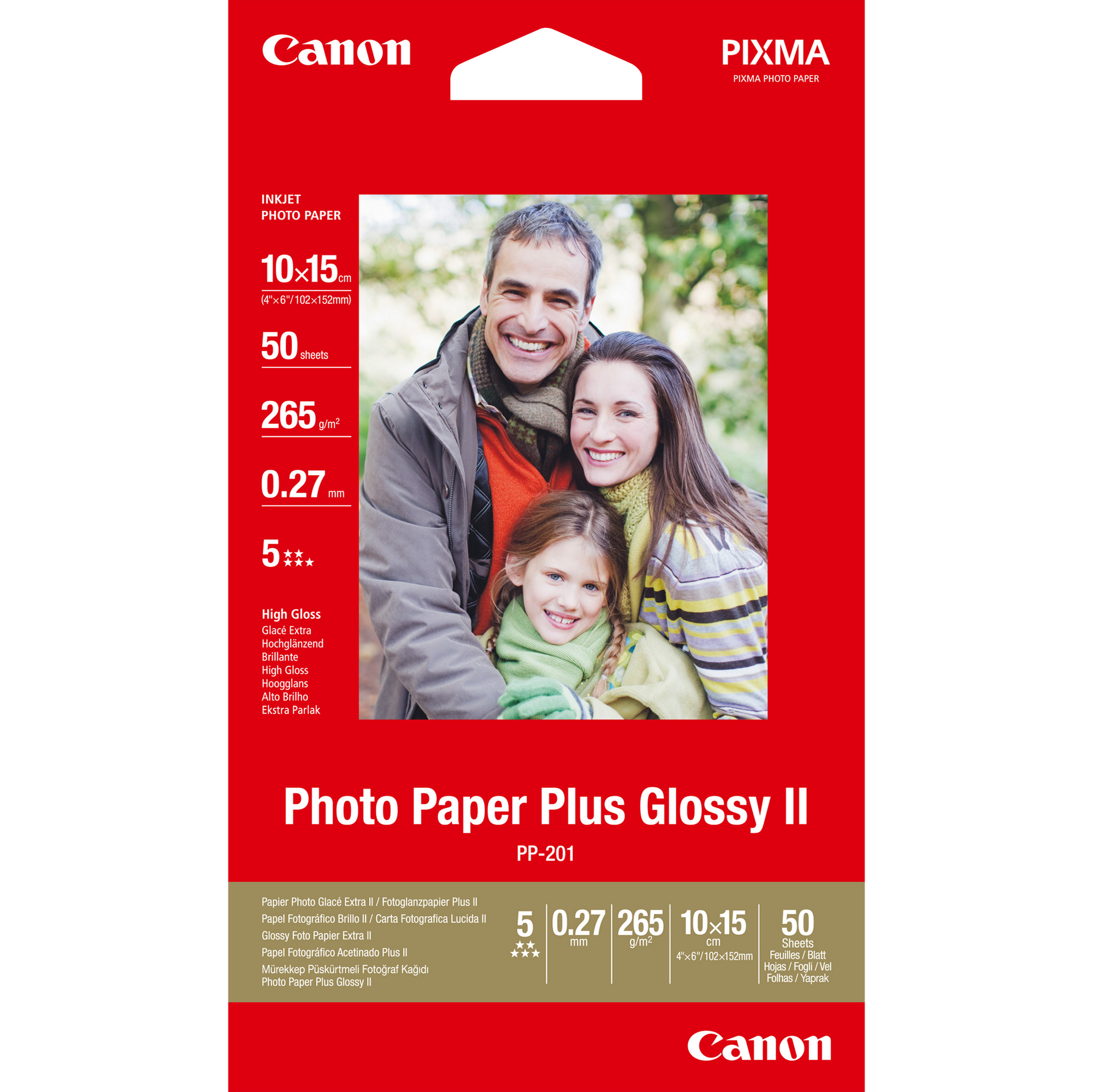 Canon - Carta fotografia lucida PP-201 II Plus - 4 x 6 " - 50 Fogli - 2311B003