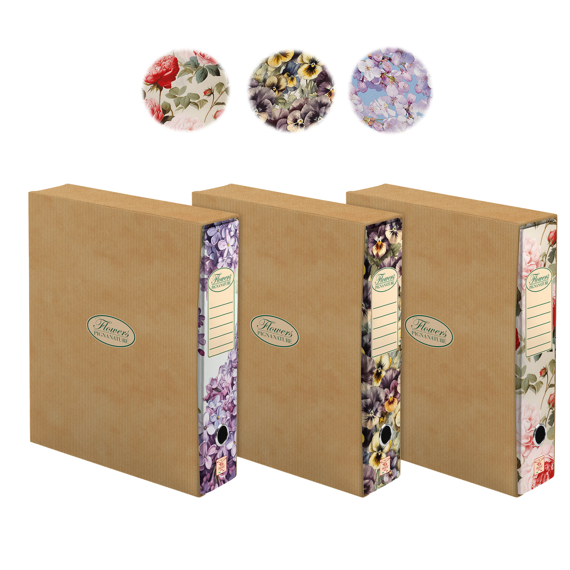 Registratore a leva Nature Flowers - protocollo - dorso 8cm - Pigna