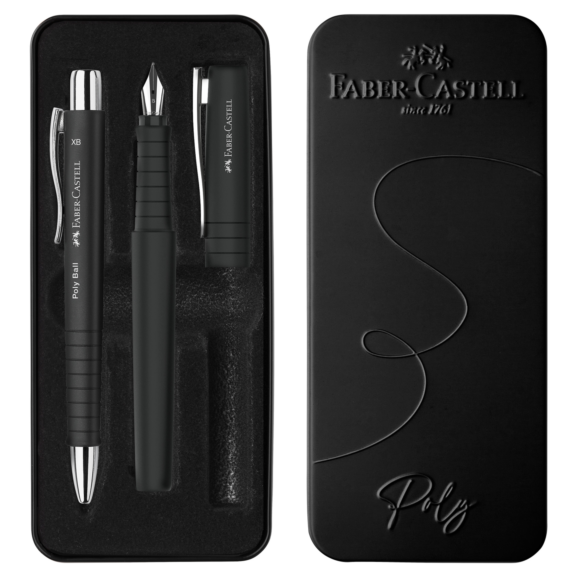 Set stilo B Poly Pen + sfera Poly Ball - punta 0,7 mm - fusto nero - Faber-Castell