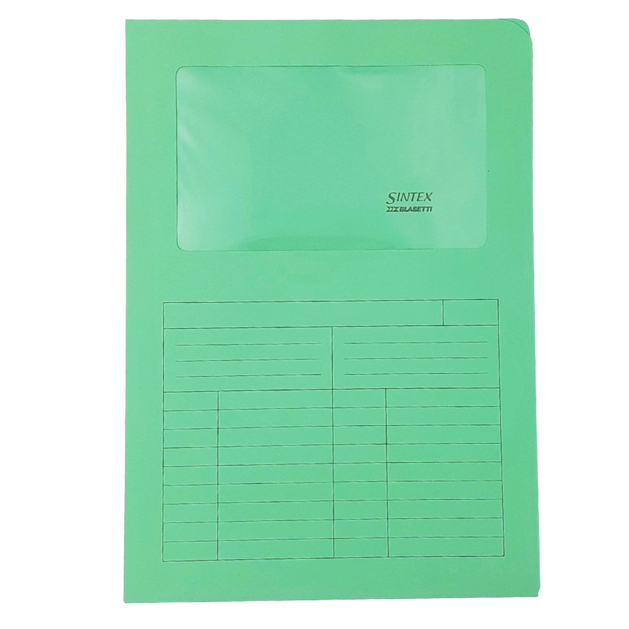 Cartellina a L con finestra Sintex - 120 gr - A4 - verde - Blasetti - conf. 50 pezzi