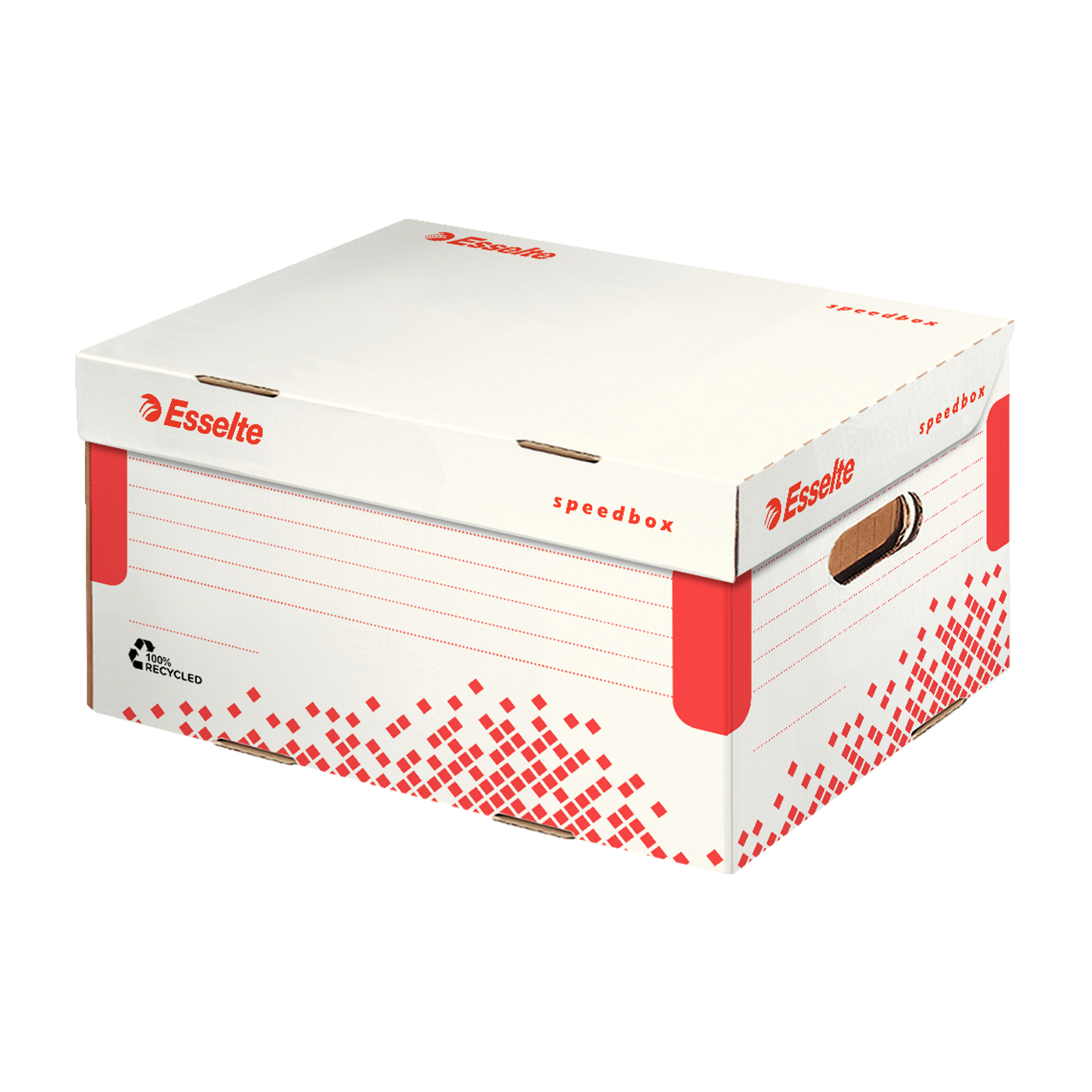 Scatola container Speedbox - Small - 25,2 x 35,5cm -  dorso 19,3 cm - bianco e rosso - Esselte