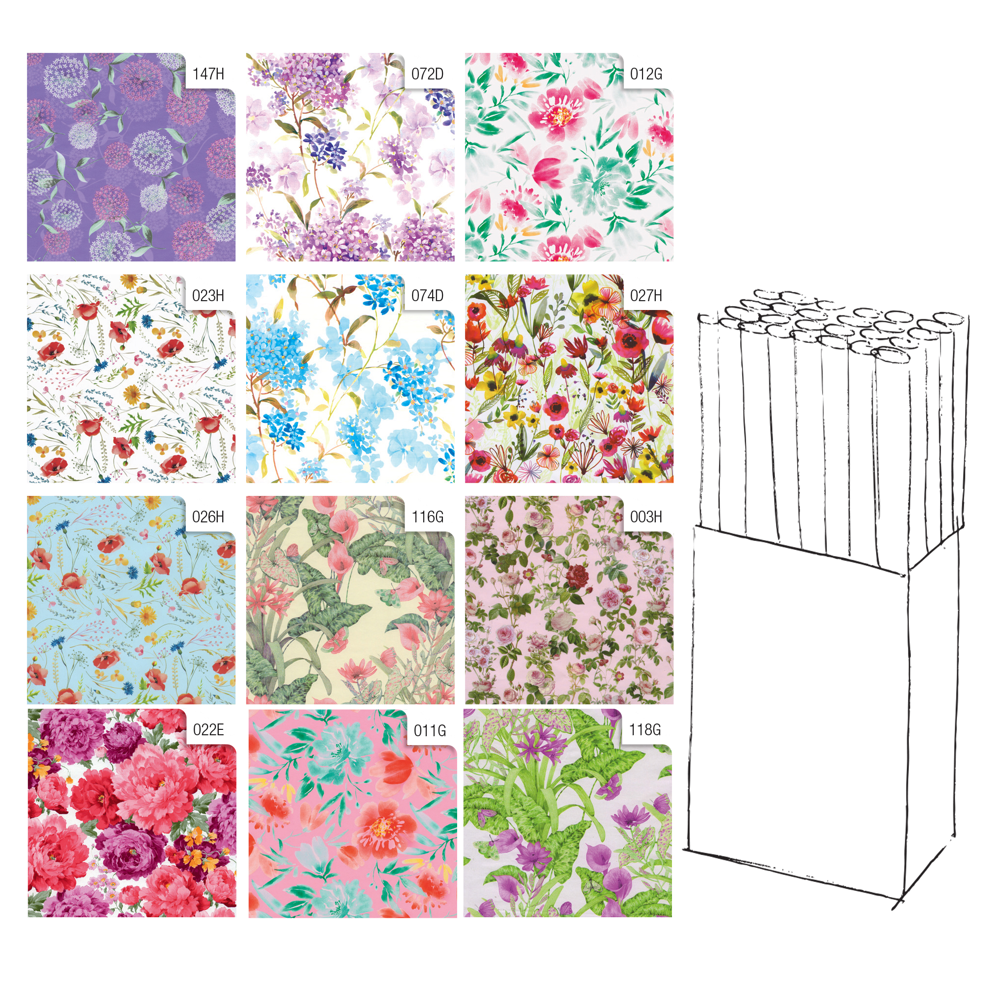 Rotolo carta regalo Fiori - 2 x 0,70 m - Rex Sadoch