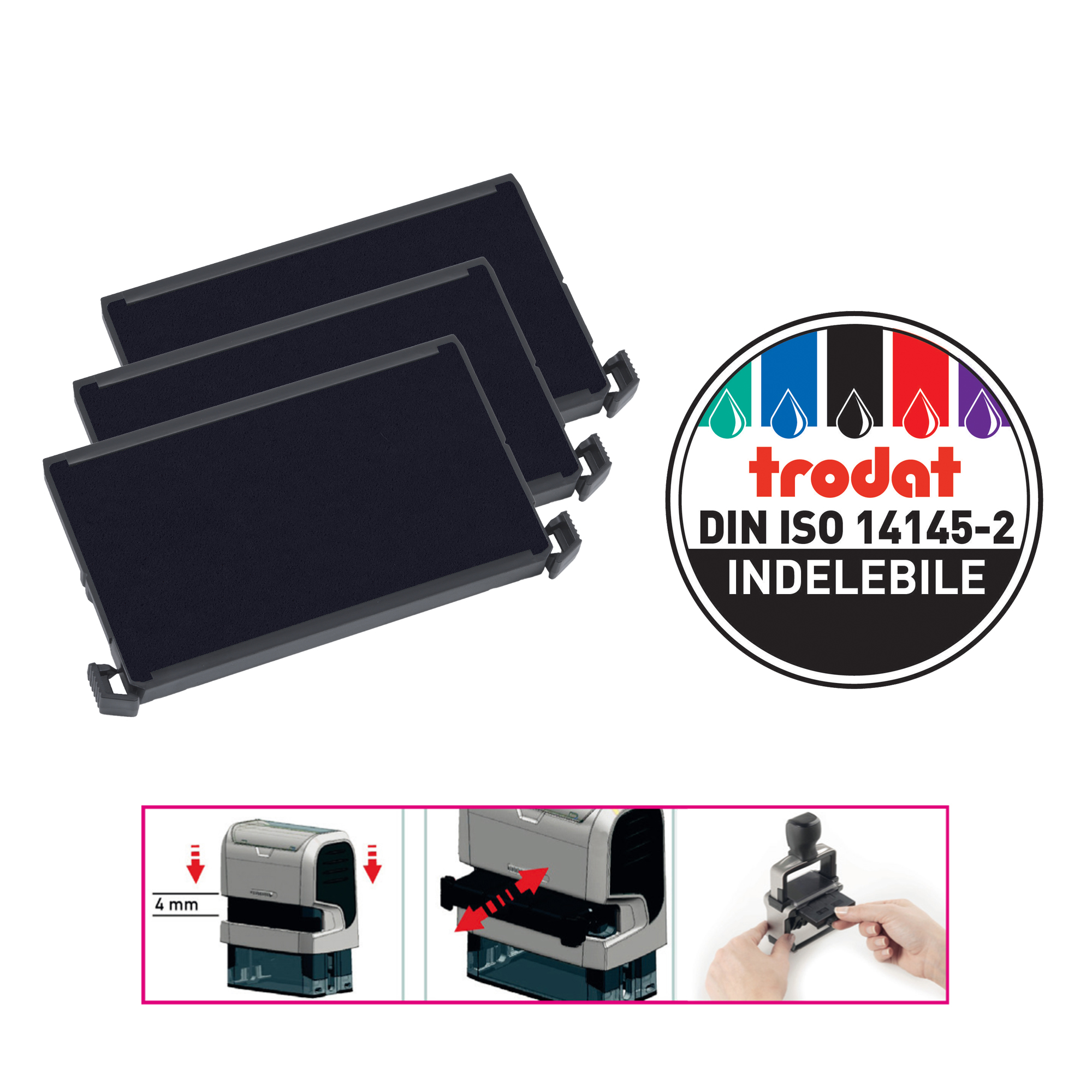 Tampone di ricambio 6/4926 - nero - Trodat - conf. 3 pezzi