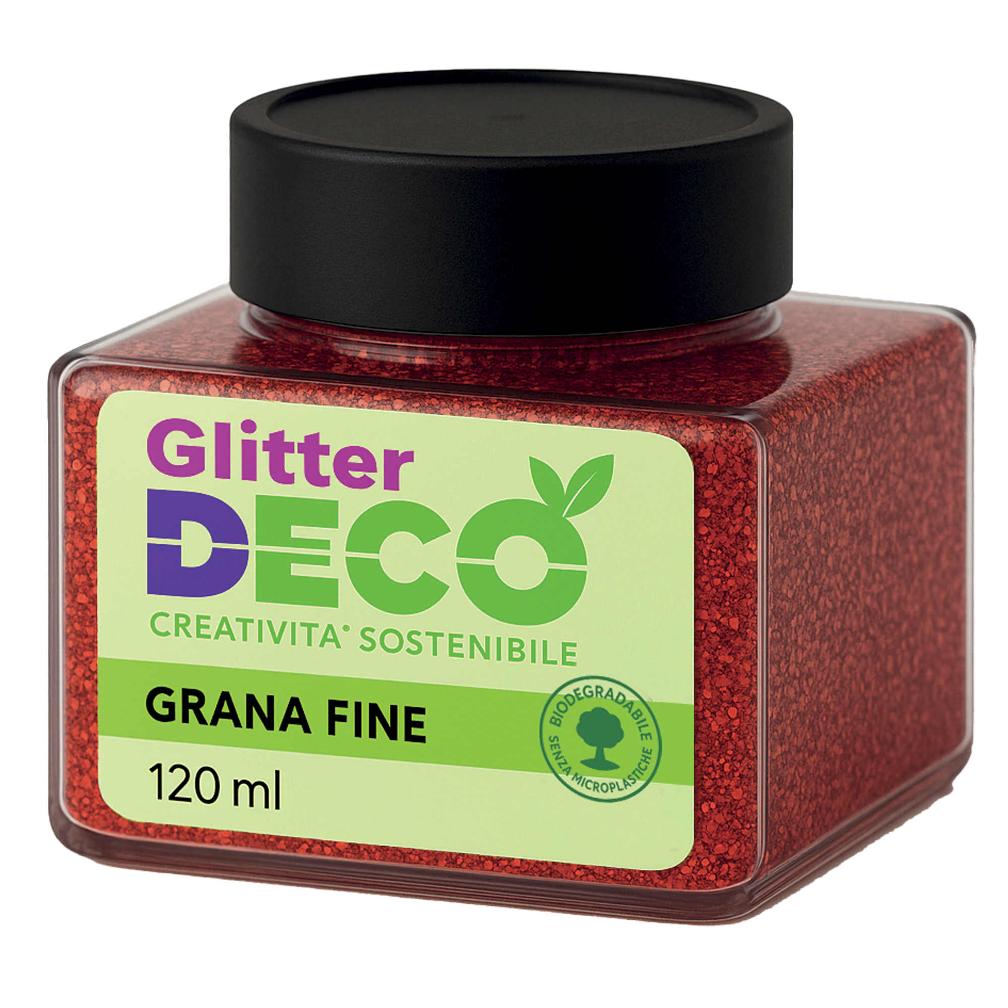 Glitter Bio grana fine - 120ml - rosso - Deco