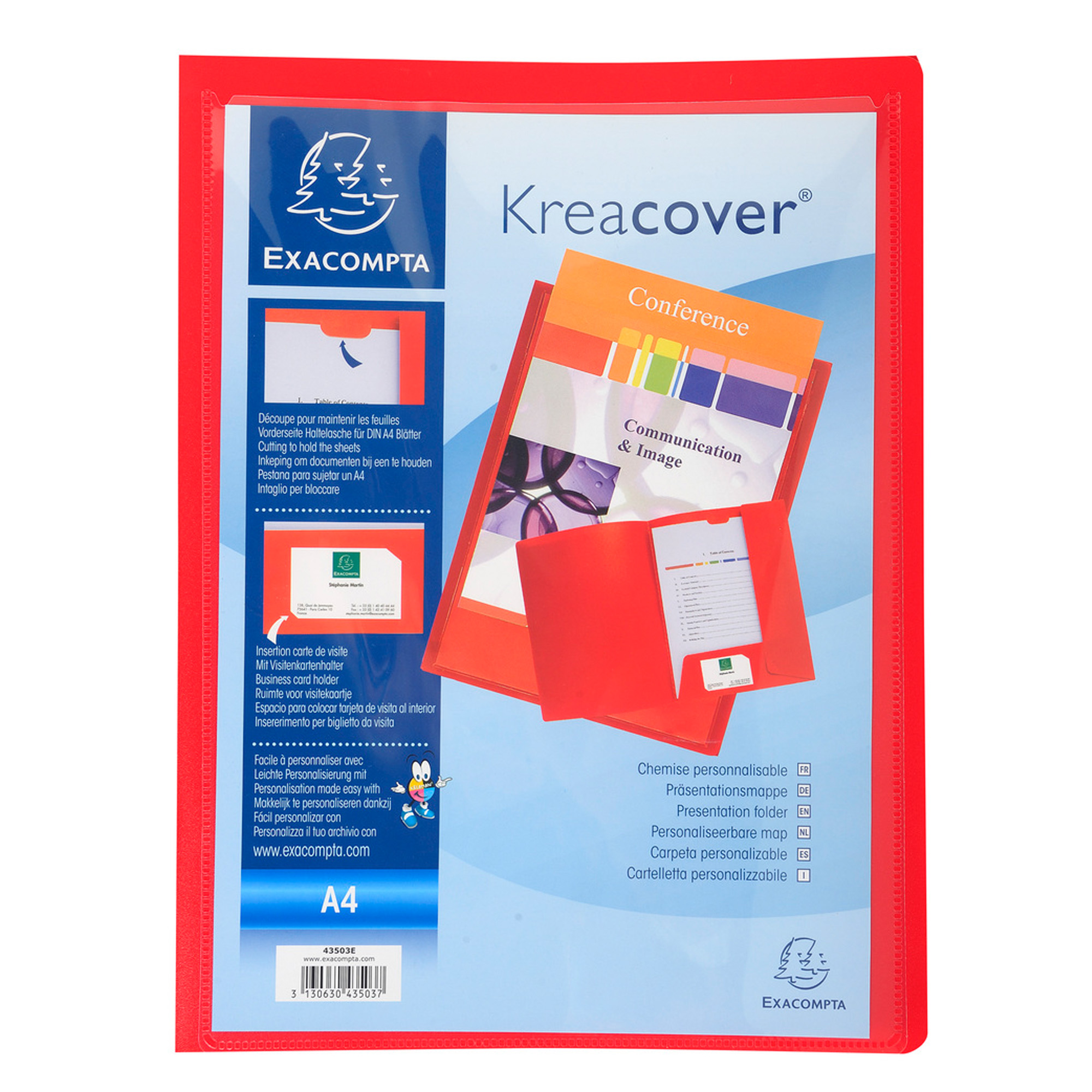 Cartella di presentazione con 2 alette Kreacover - A4 - PP - rosso - Exacompta