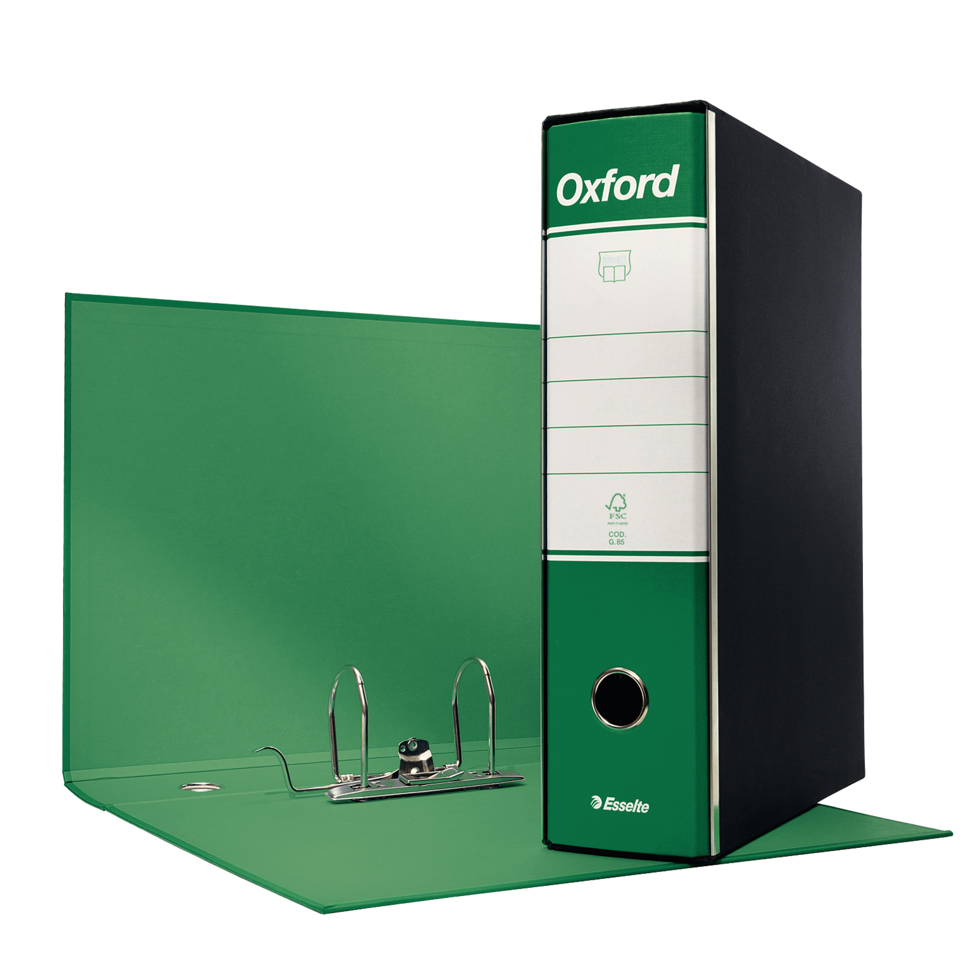 Registratore Oxford G85 - dorso 8 cm - protocollo 23 x 33 cm - verde - Esselte