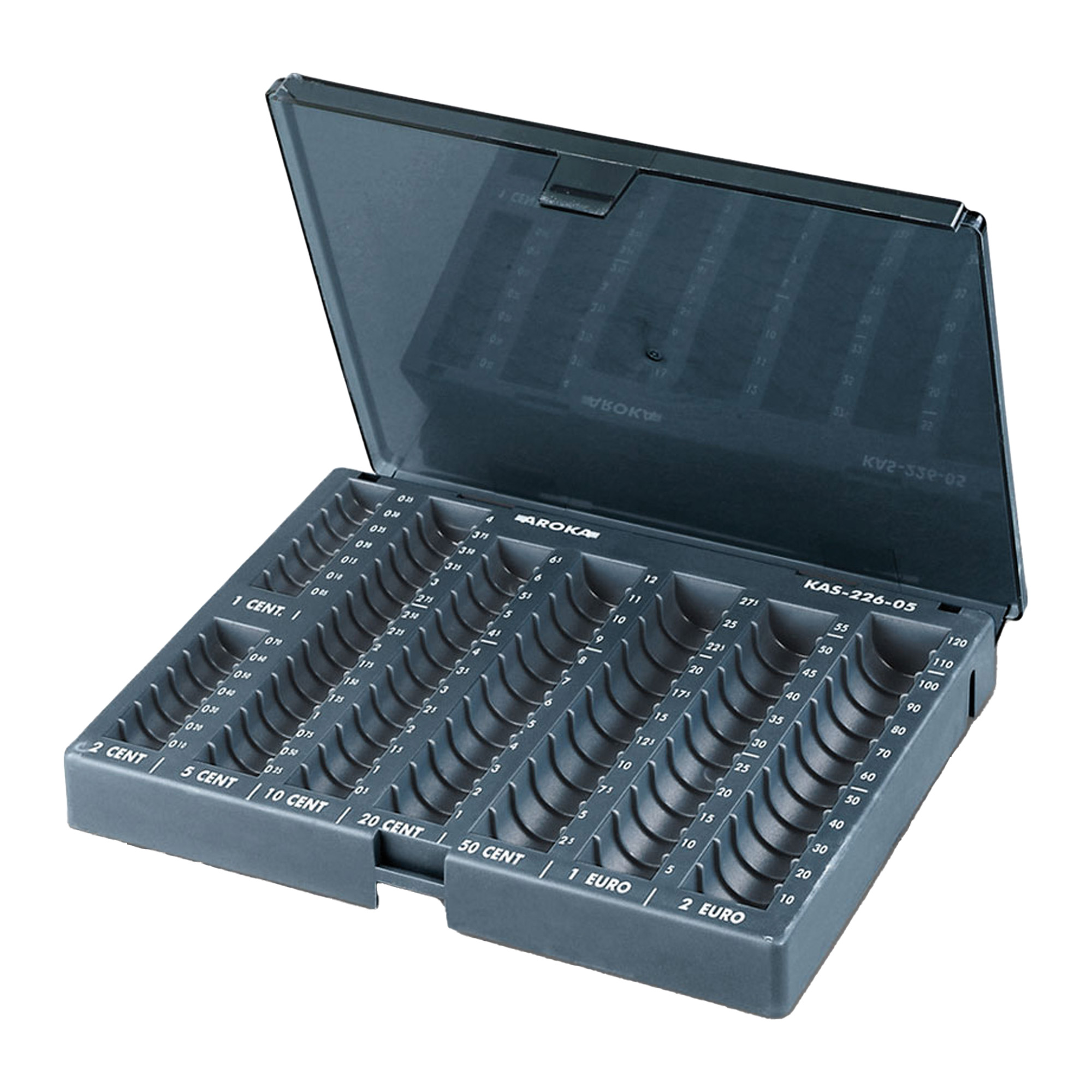 Vaschetta portamonete Aroka con coperchio - 23 x 19 x 7 cm - grigio - Metalplus