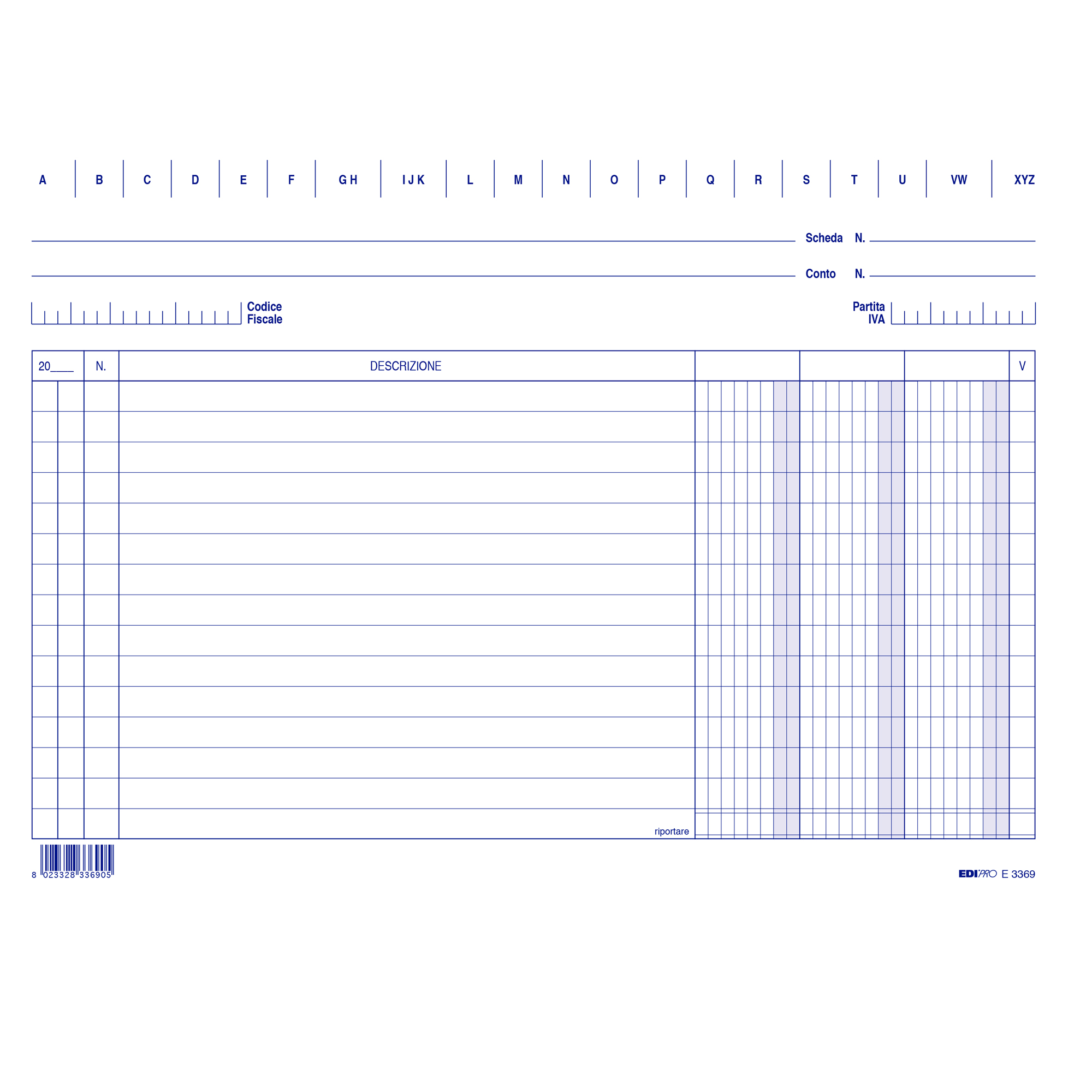 Schede - 3 colonne - 17 x 24 cm orizzontale - Edipro - conf. 100 pezzi