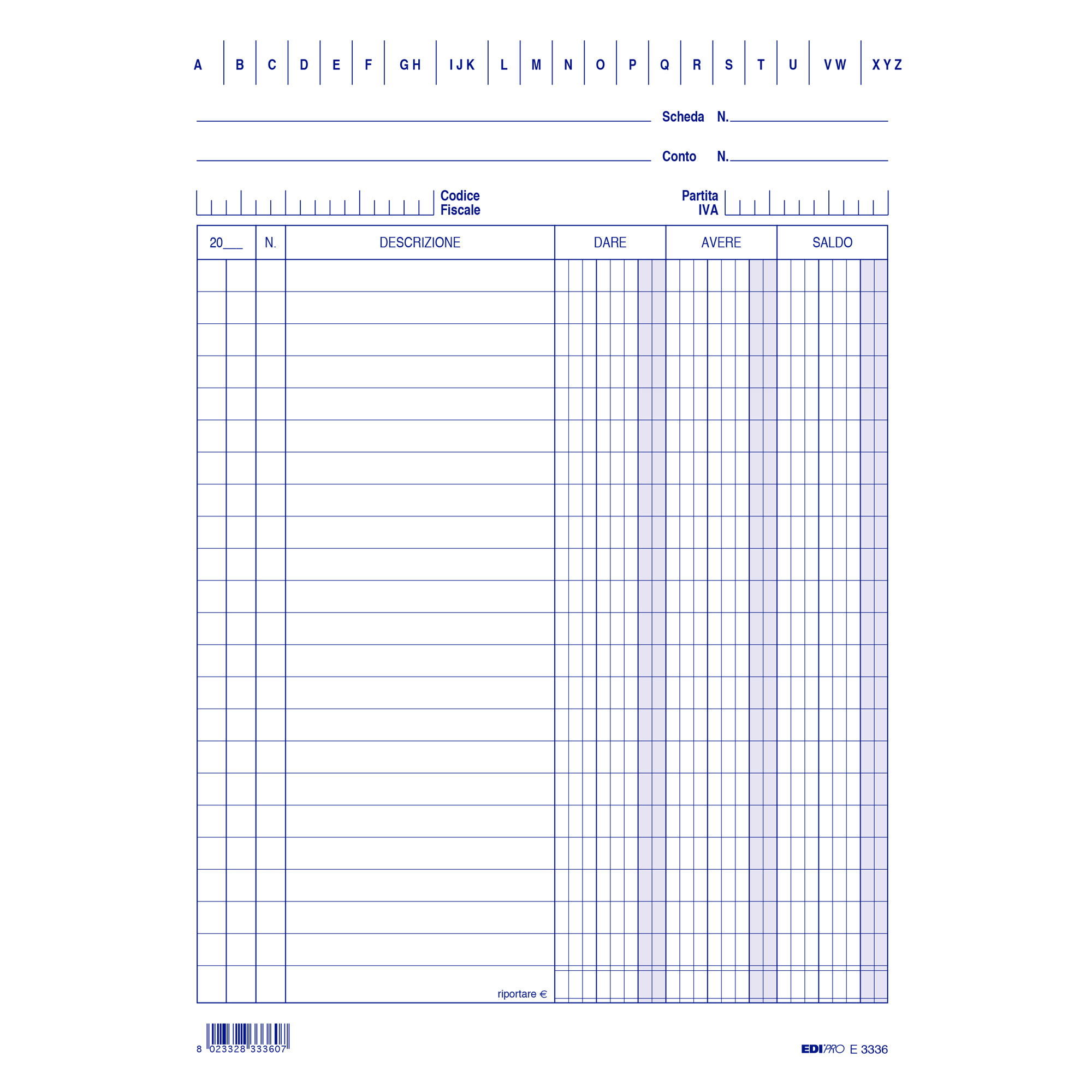 Schede - dare/avere/saldo - 21 x 15 cm - Edipro - conf. 100 pezzi