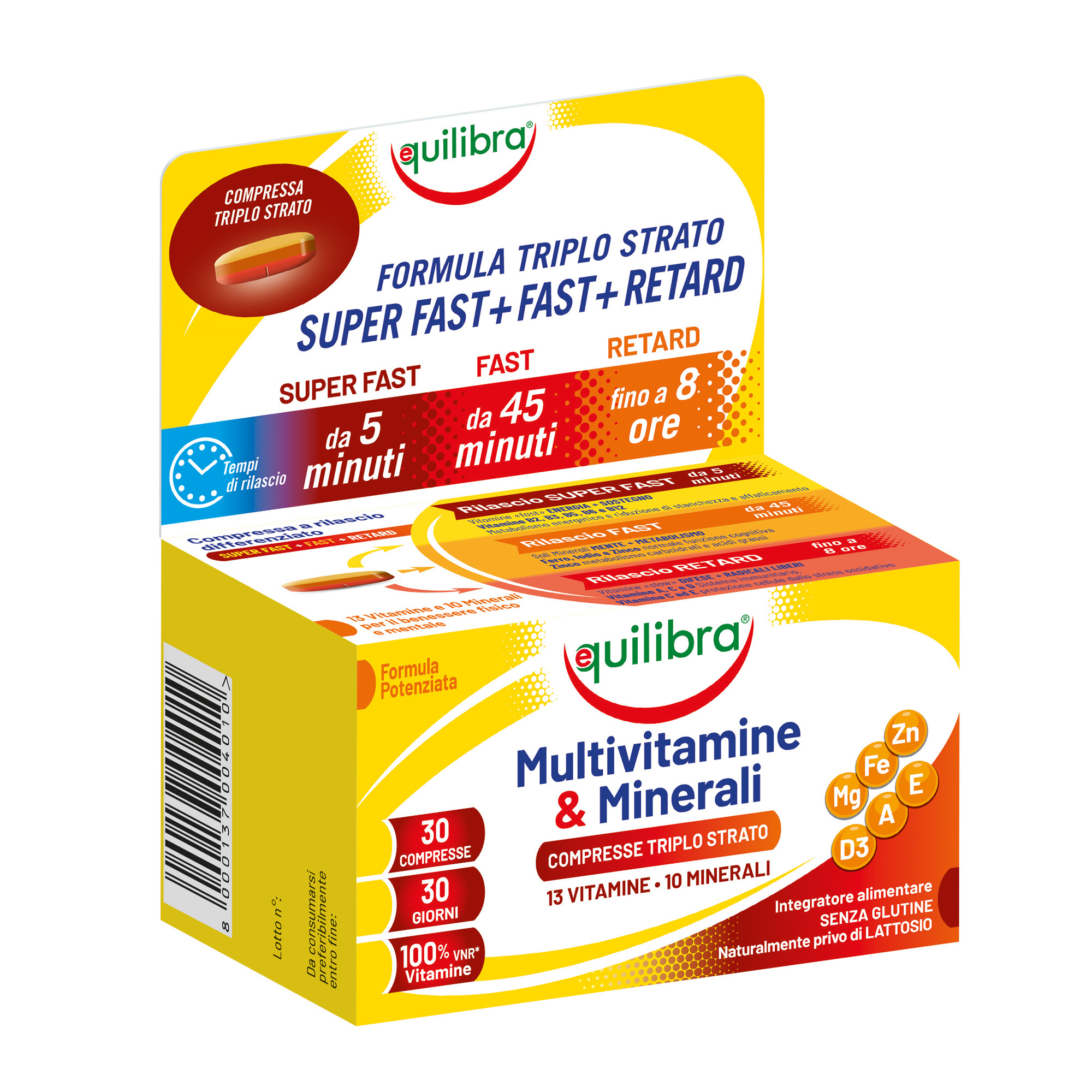 Integratore Multivitamine & Minerali - 30 compresse triplo strato (1,5 gr cad.) - Equilibra