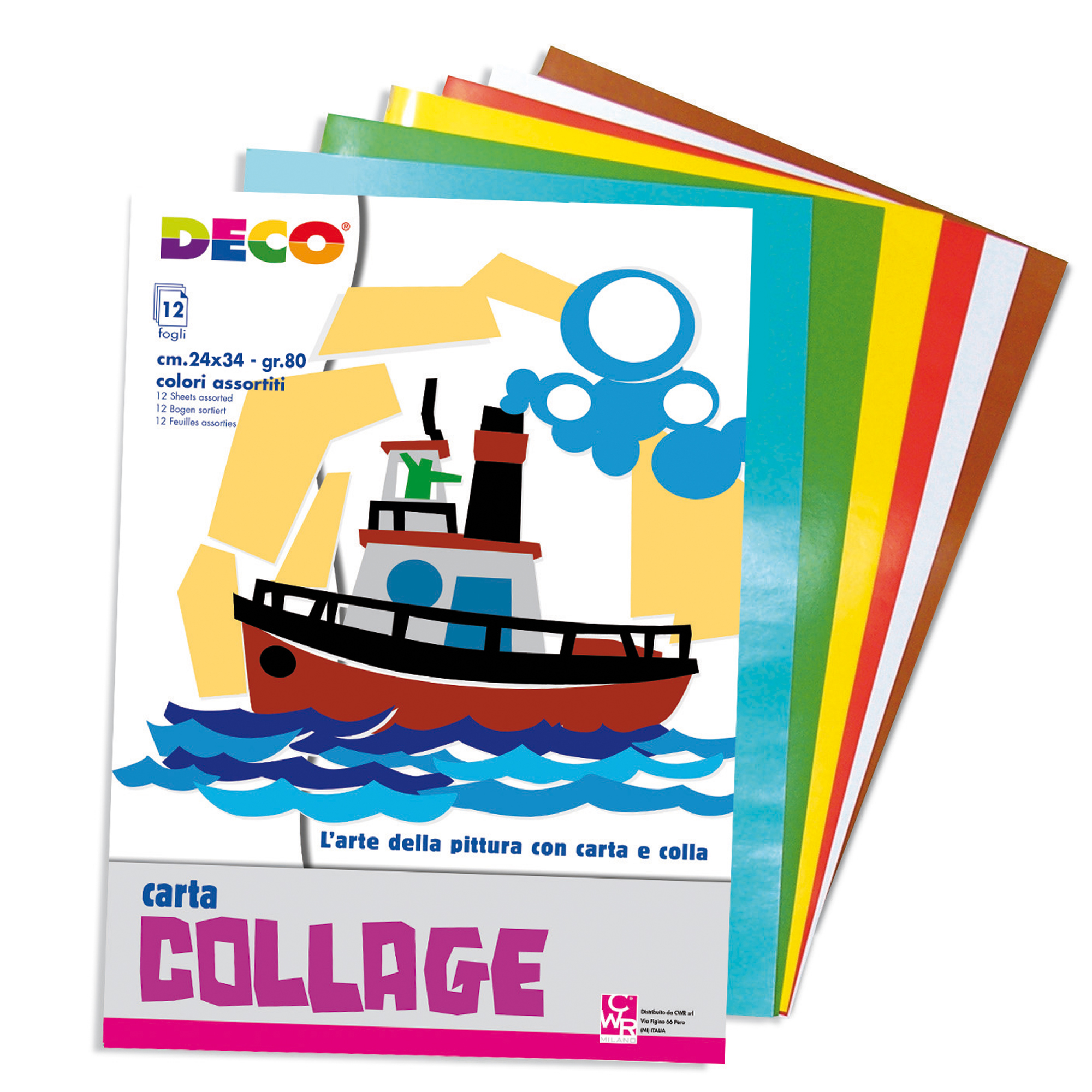 Album collage - 24 x 34 cm - 12 fogli - carta lucida rasata - DECO