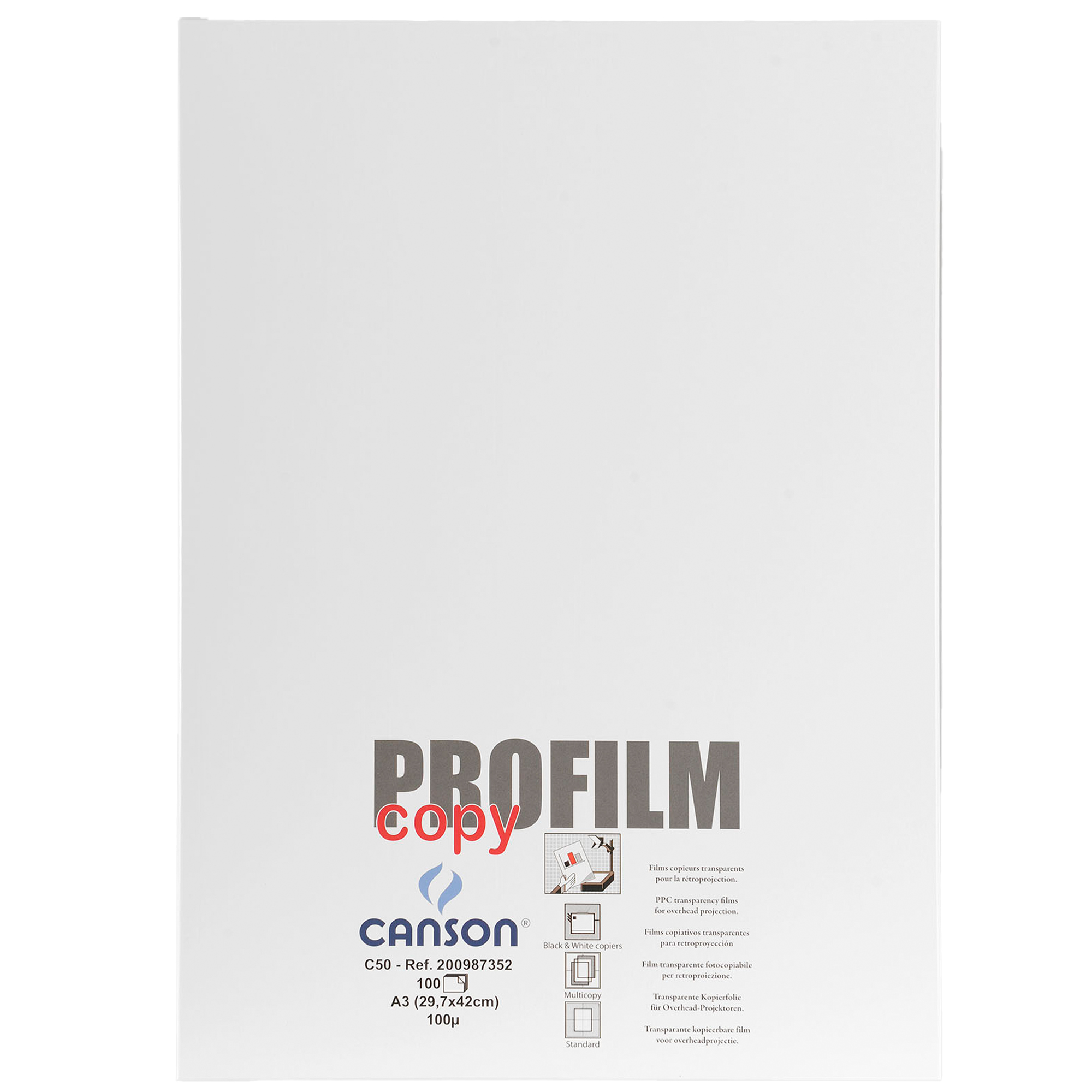 Lucidi C50 Profilm Copy per fotocopiatrici bianco/nero - 100 fogli A3 - senza retrofoglio - Canson