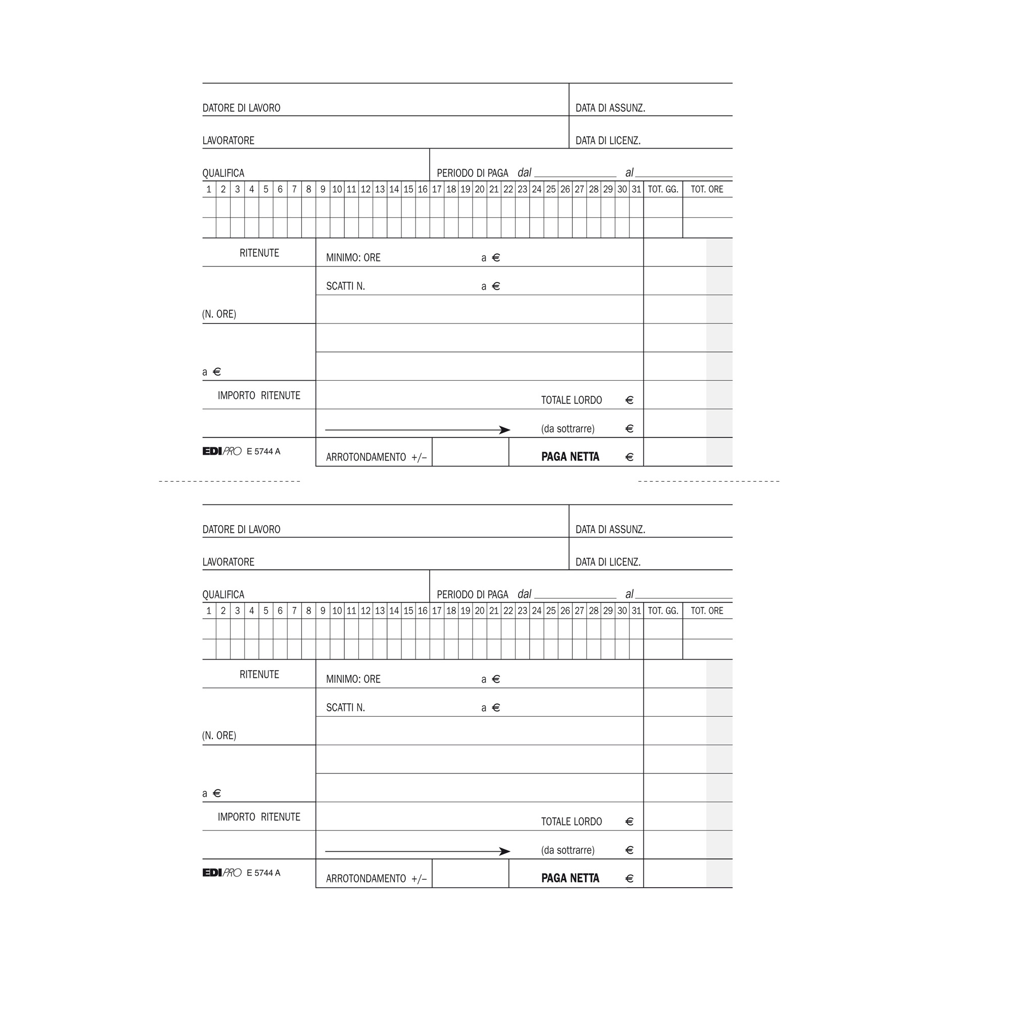Blocco retribuzioni domestici - 24 x 15cm - 25 fogli 3 copie ricalcanti - Edipro