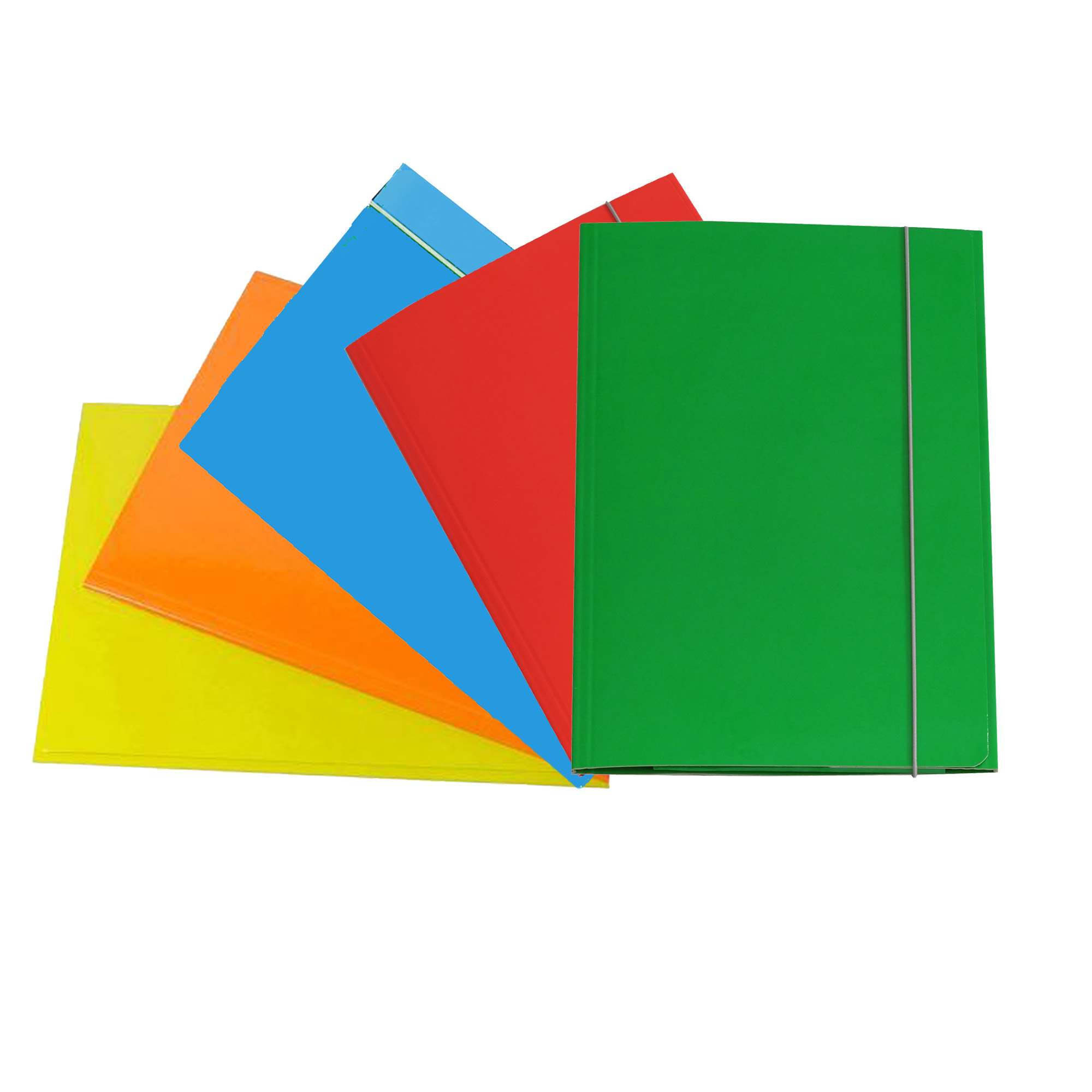 Cartella 3 lembi con elastico - A5 - dorso variabile - cartone plastificato - colori assortiti - Cartotecnica del Garda