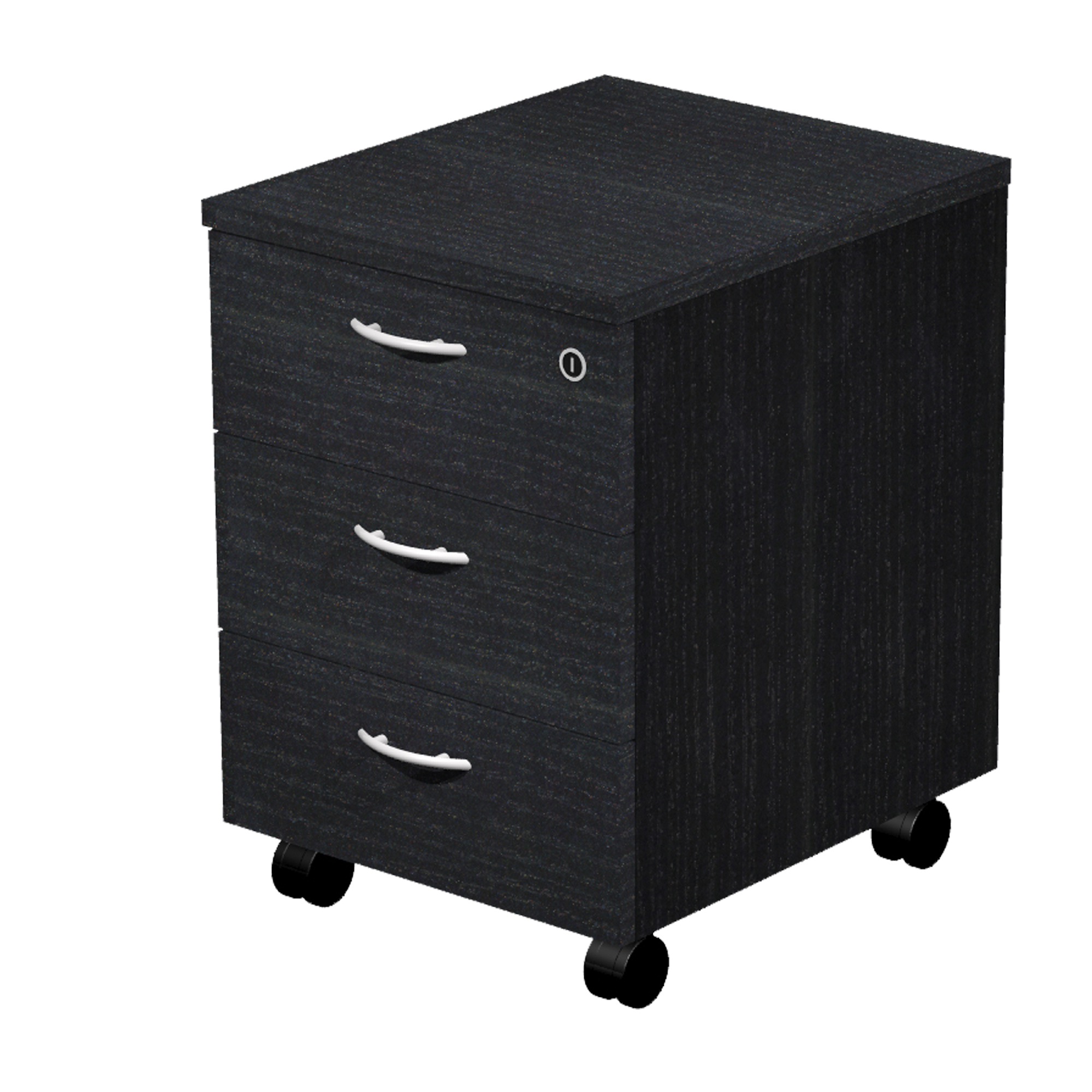 Cassettiera Easy - 3 cassetti - con ruote - 41,8 x 52 x 59,5 cm - nero venato