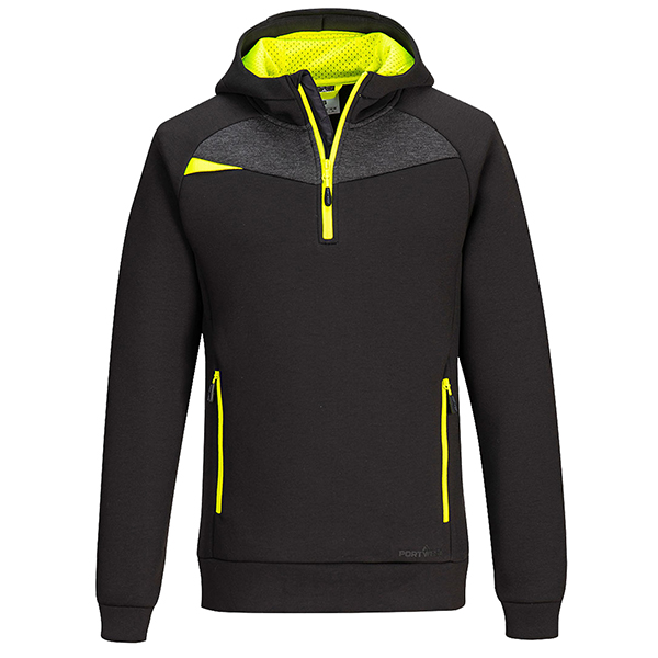 Felpa DX467 a mezza zip - con cappuccio - taglia M - nero - Portwest