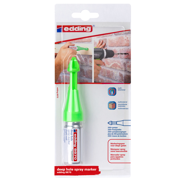 Marcatore a spray per fori profondi 8870 - verde fluo - Edding
