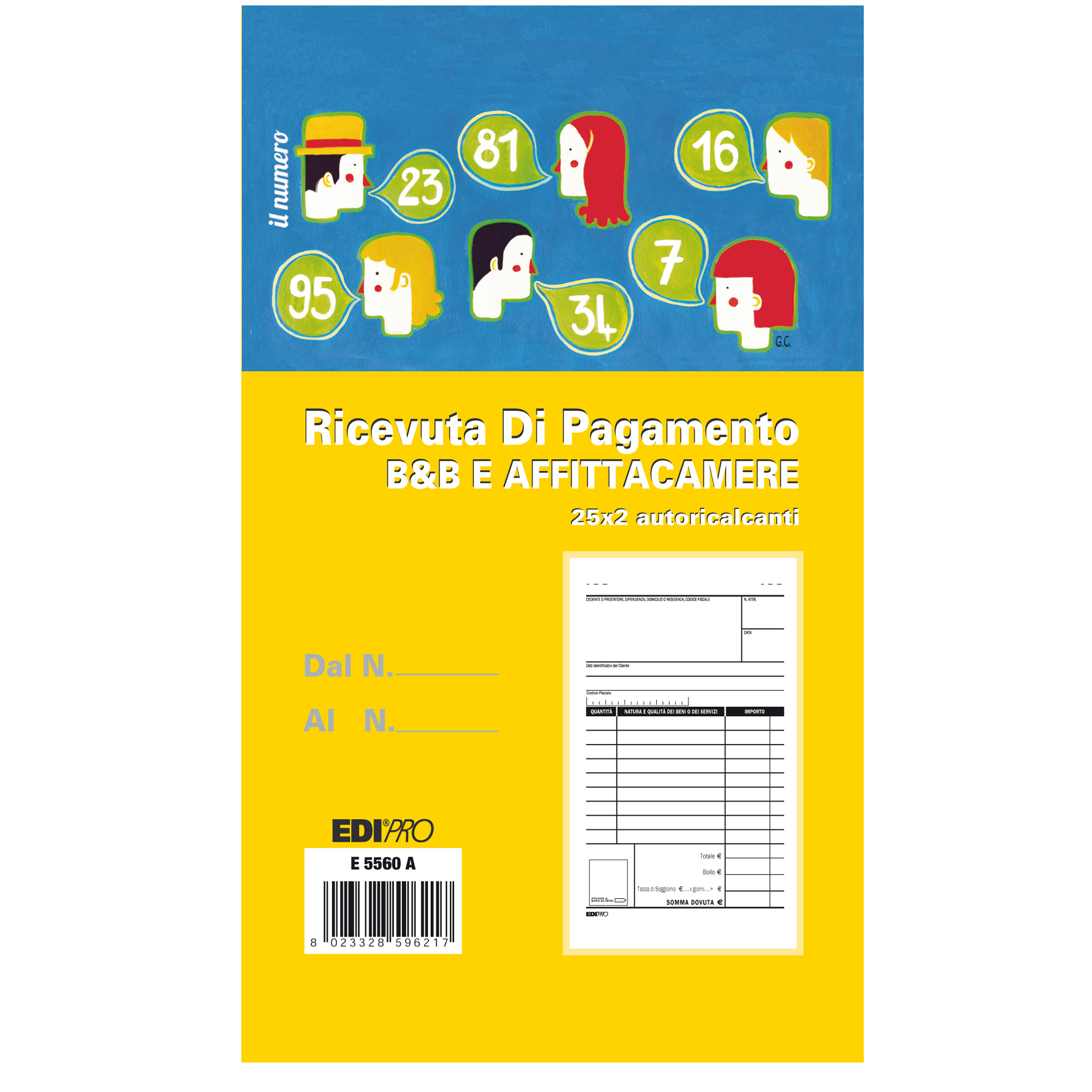 Blocco Ricevuta B&B - affitta camere - 25x2 autoric. - 17x9,9cm - Edipro