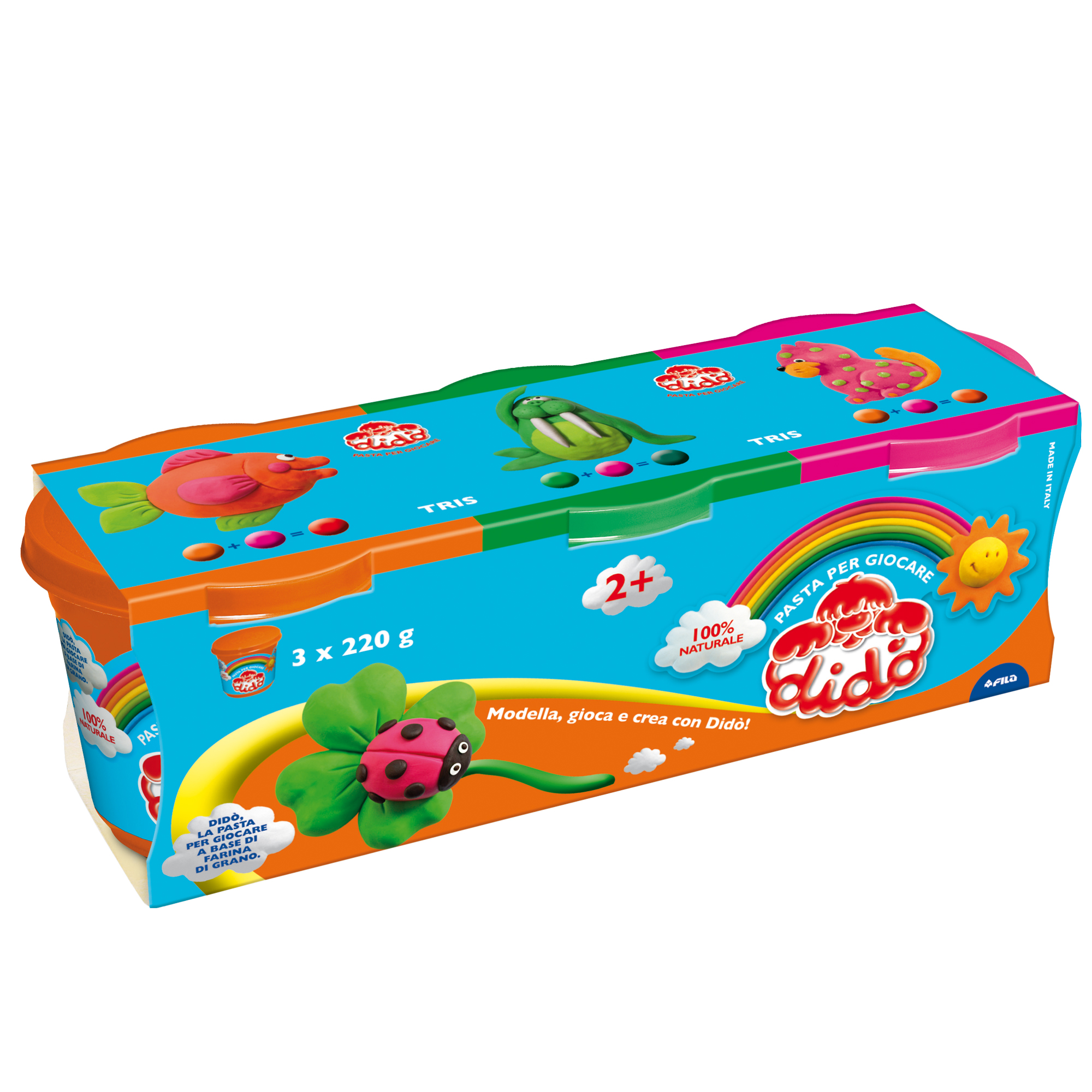 Tris barattoli da 220gr - verde/arancio/magenta - DiDò - conf. 3 pezzi