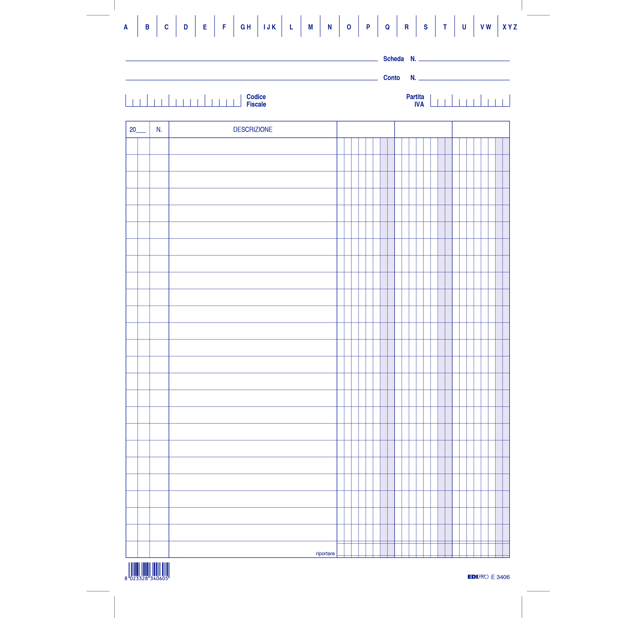 Schede - 3 colonne - 24 x 17 cm verticale - Edipro - conf. 100 pezzi