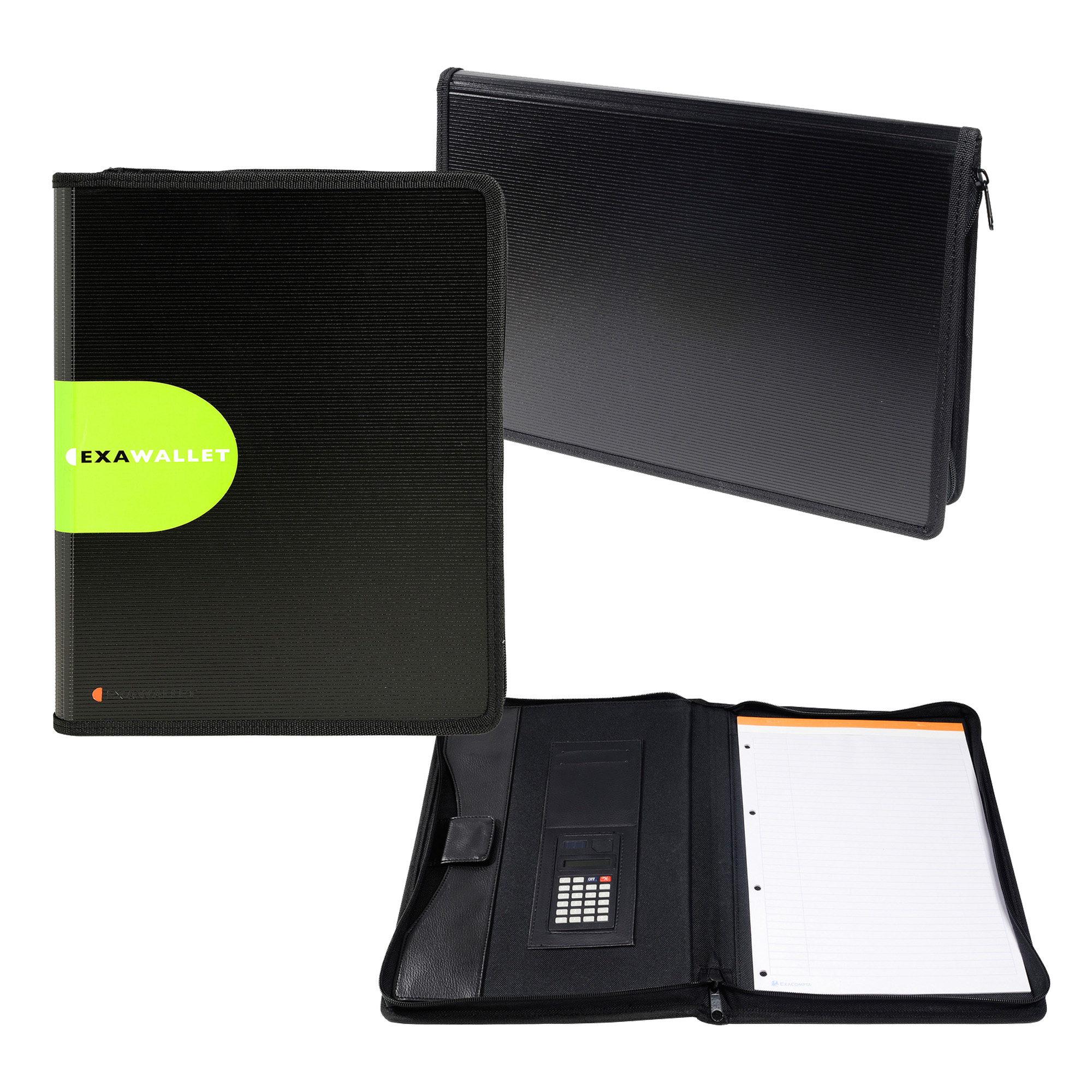 Conferenziere con calcolatrice Exawallet - PP - nero - Exacompta