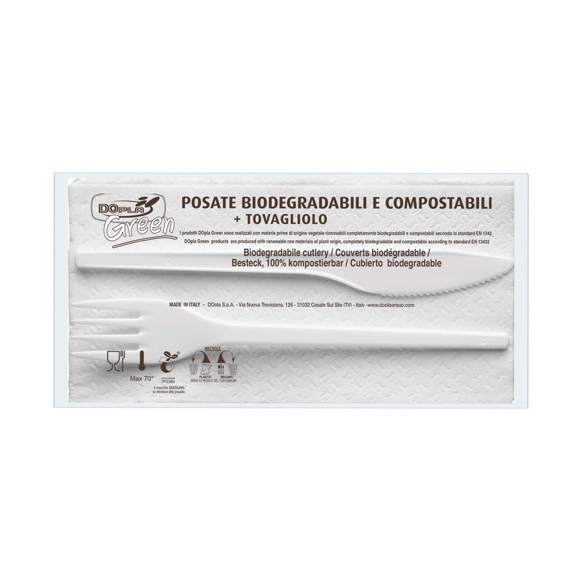 Bis posate - in estabio - con tovagliolo 2 veli - Dopla - conf. 100 pezzi