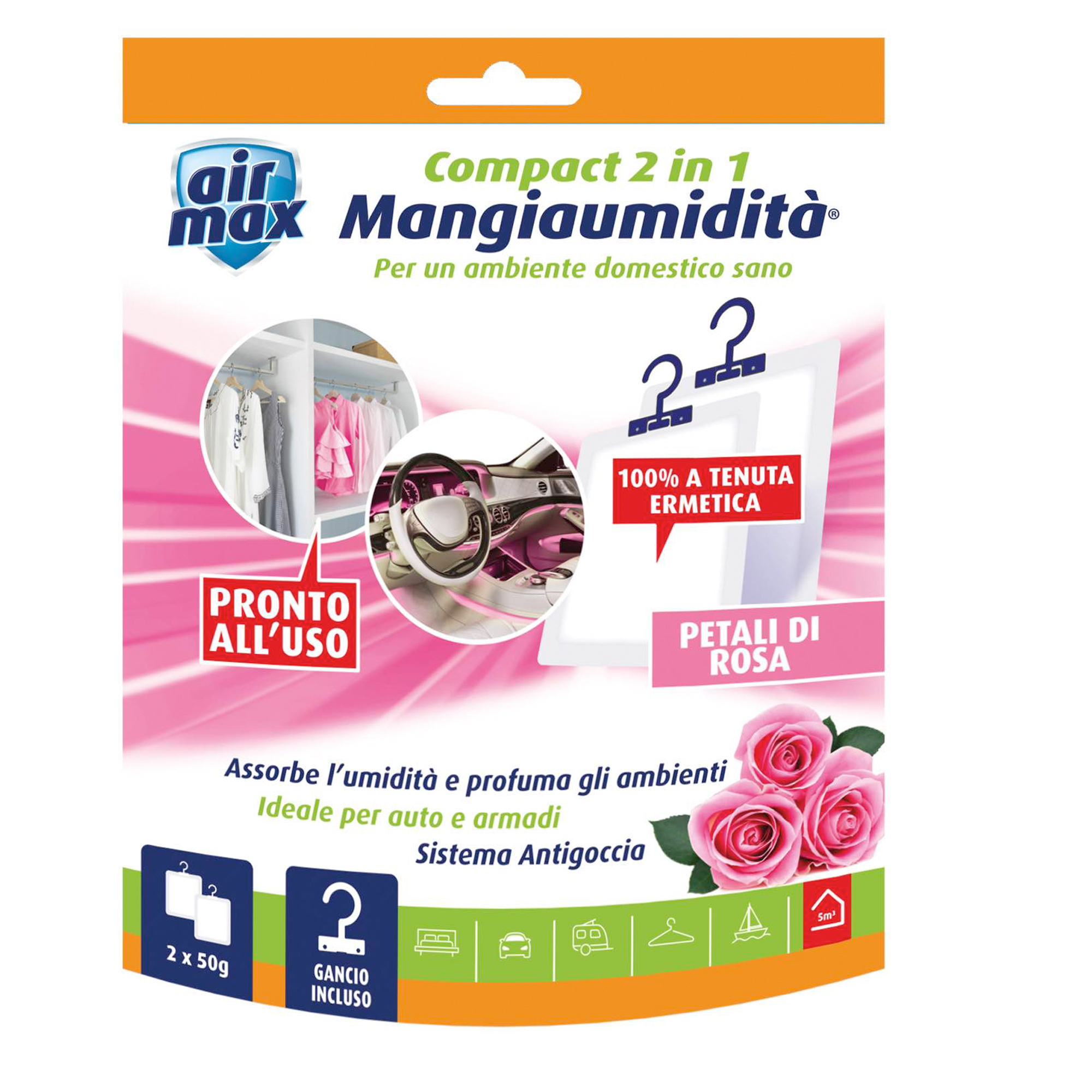 Mangiaumidità appendibile compact 2 in1 - petali di rosa - 50 gr - Air Max