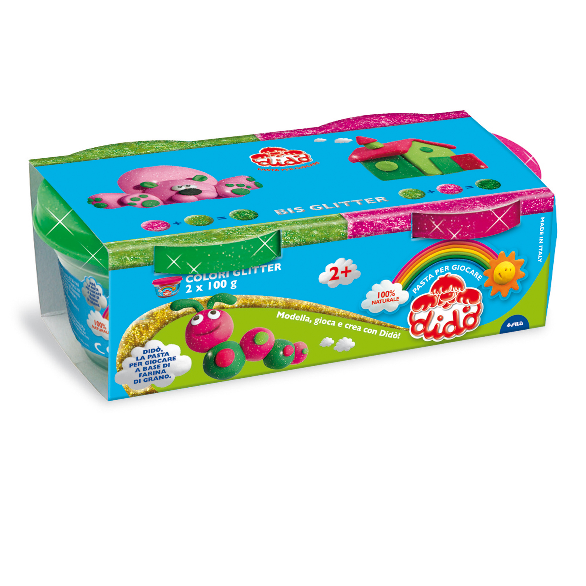 Pasta Glitter - 100gr - magenta/verde - conf. 2 pezzi - Didò