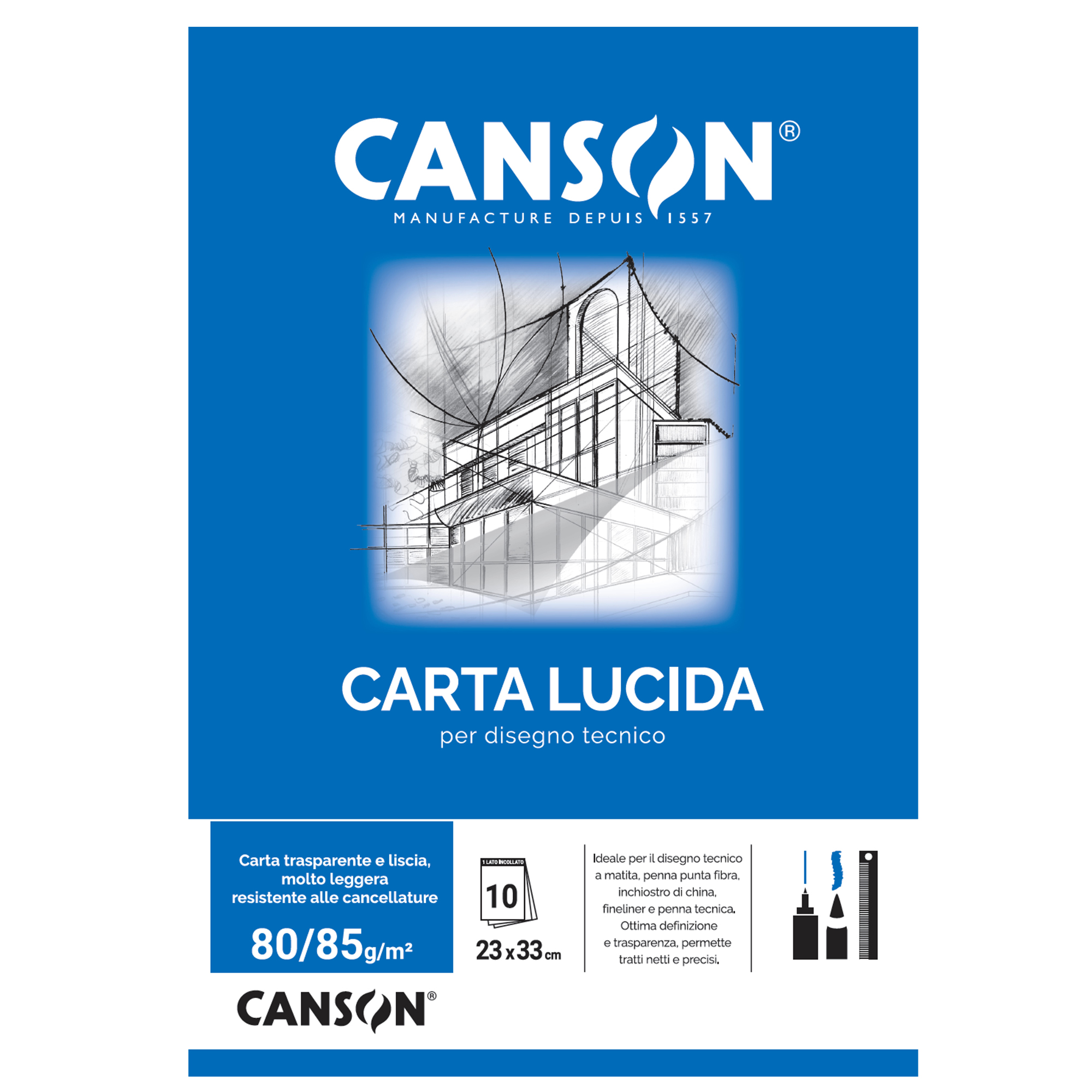 Blocco carta lucida - 23 x 33 cm - 10 fogli - 80gr - uso manuale - Canson