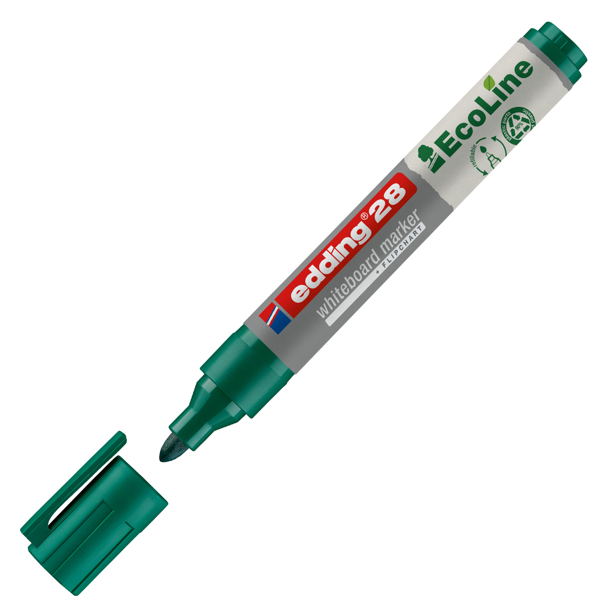 Marcatore per lavagne bianche 28 EcoLine - punta conica - da 1,5 a 3 mm - verde - Edding