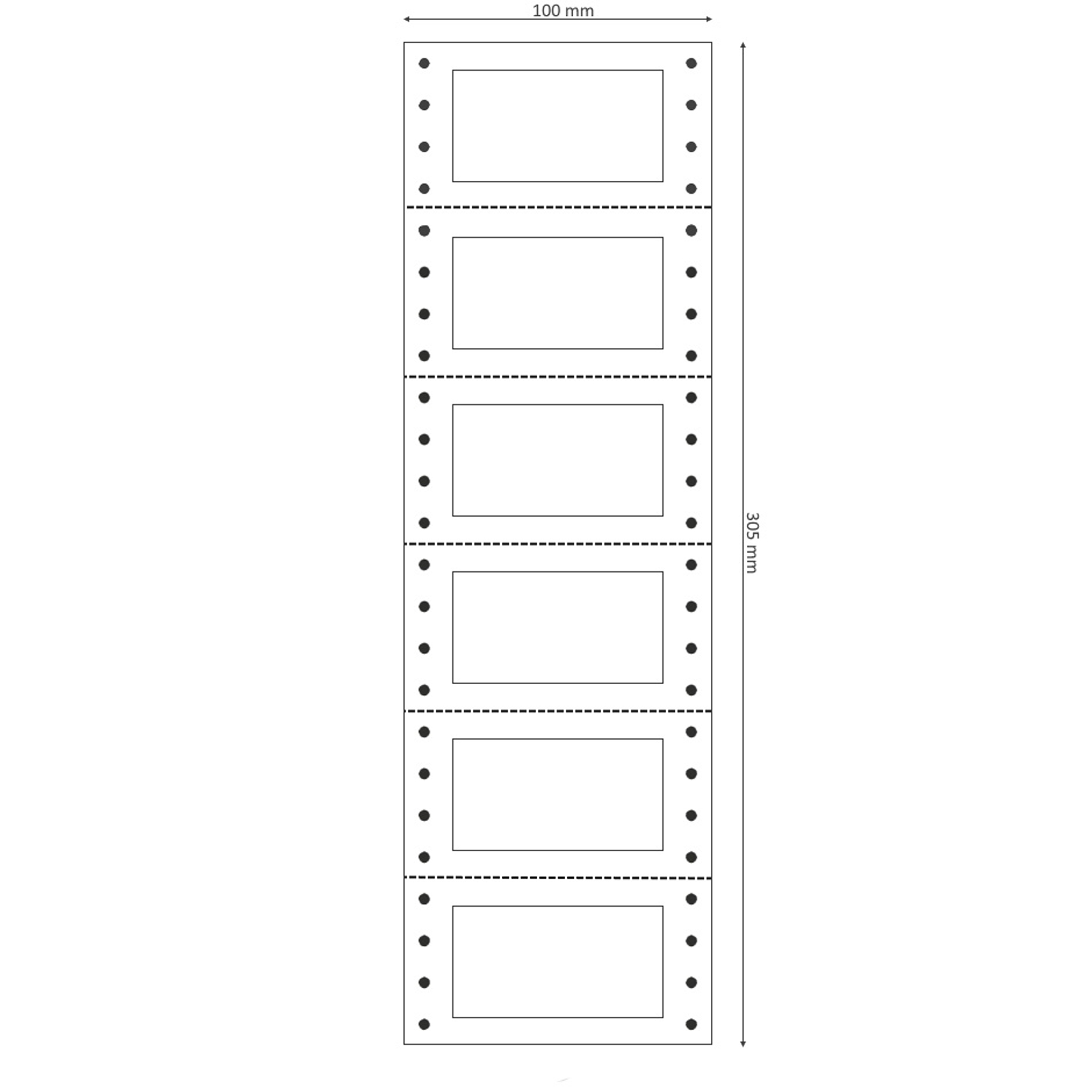 Etichette adesive a modulo continuo TT956 - in carta - corsia singola - permanenti - 64 x 34 mm - 6 et/fg - 200 fogli - bianco - Markin