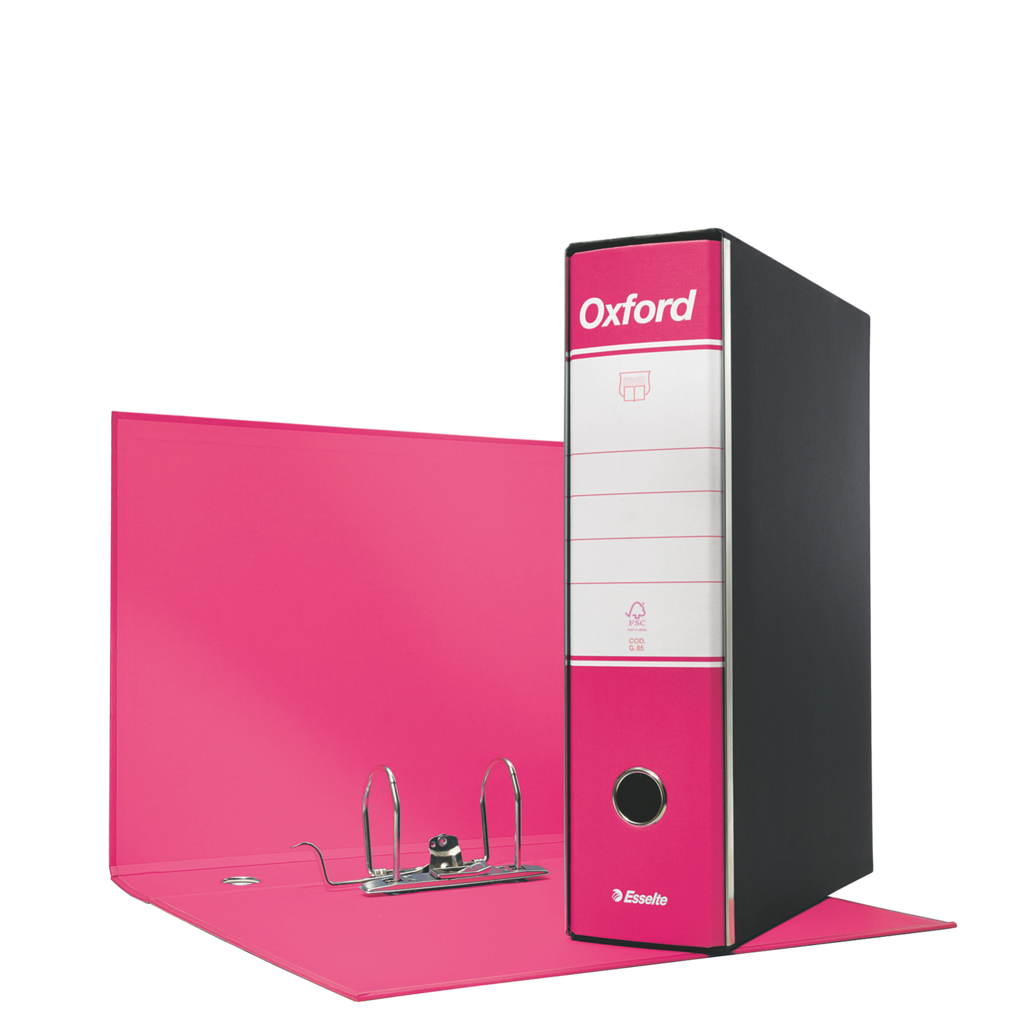 Registratore Oxford G85 - dorso 8 cm - protocollo 23 x 33 cm - fucsia - Esselte