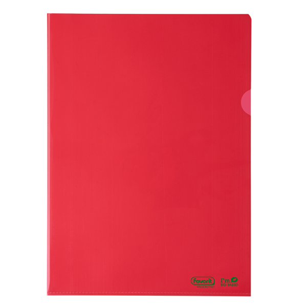 Cartellina a L BioBased - 22 x 30 cm - PE riciclato - liscio pesante - rosso - Favorit - conf. 25 pezzi