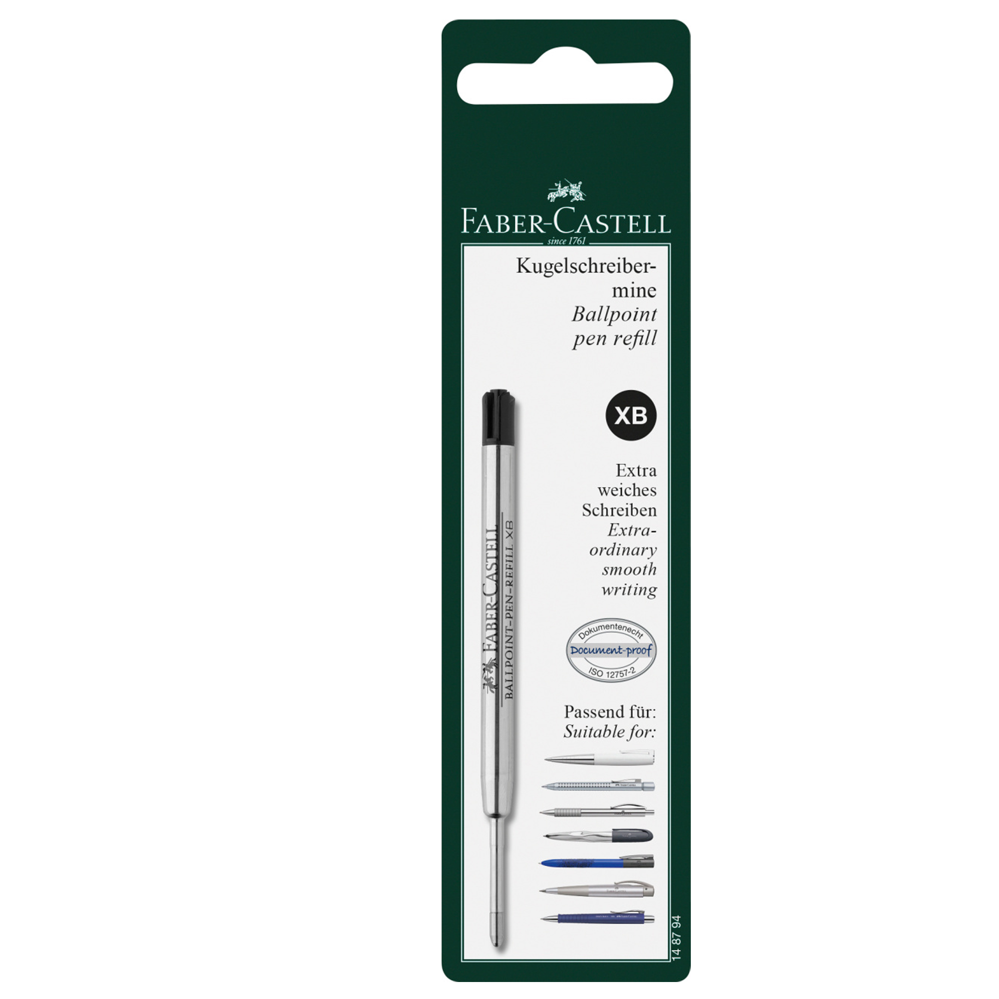 Refill XB - punta 0,7mm - fusto nero - per penna Polyball - Faber-Castell