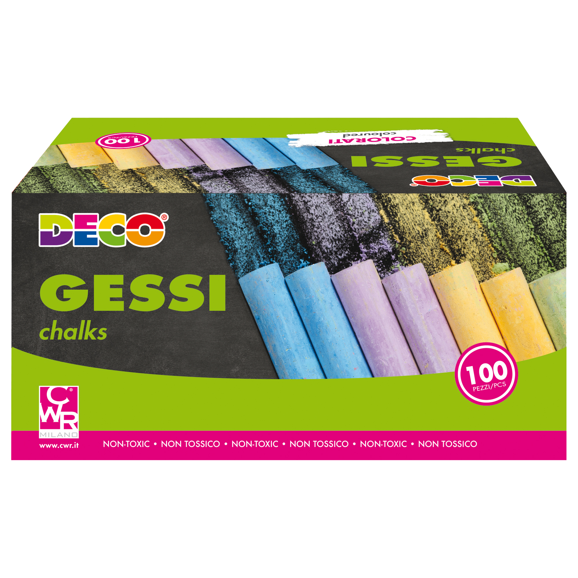 Gessetti tondi - ø 10 x 81 mm - colori assortiti - Deco - Scatola 100 gessetti tondi