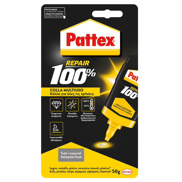 Colla universale Pattex Repair 100% colla - 50 gr - trasparente - Pattex