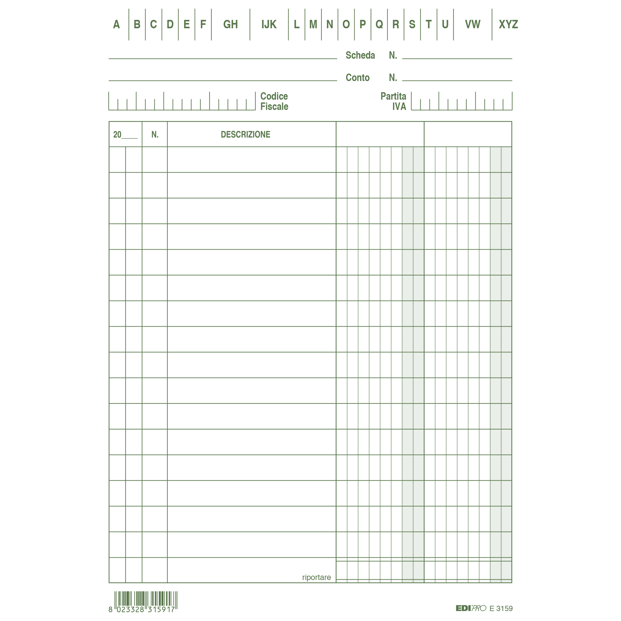 Schede - 2 colonne - 17 x 12 cm verticale - Edipro - conf. 100 pezzi