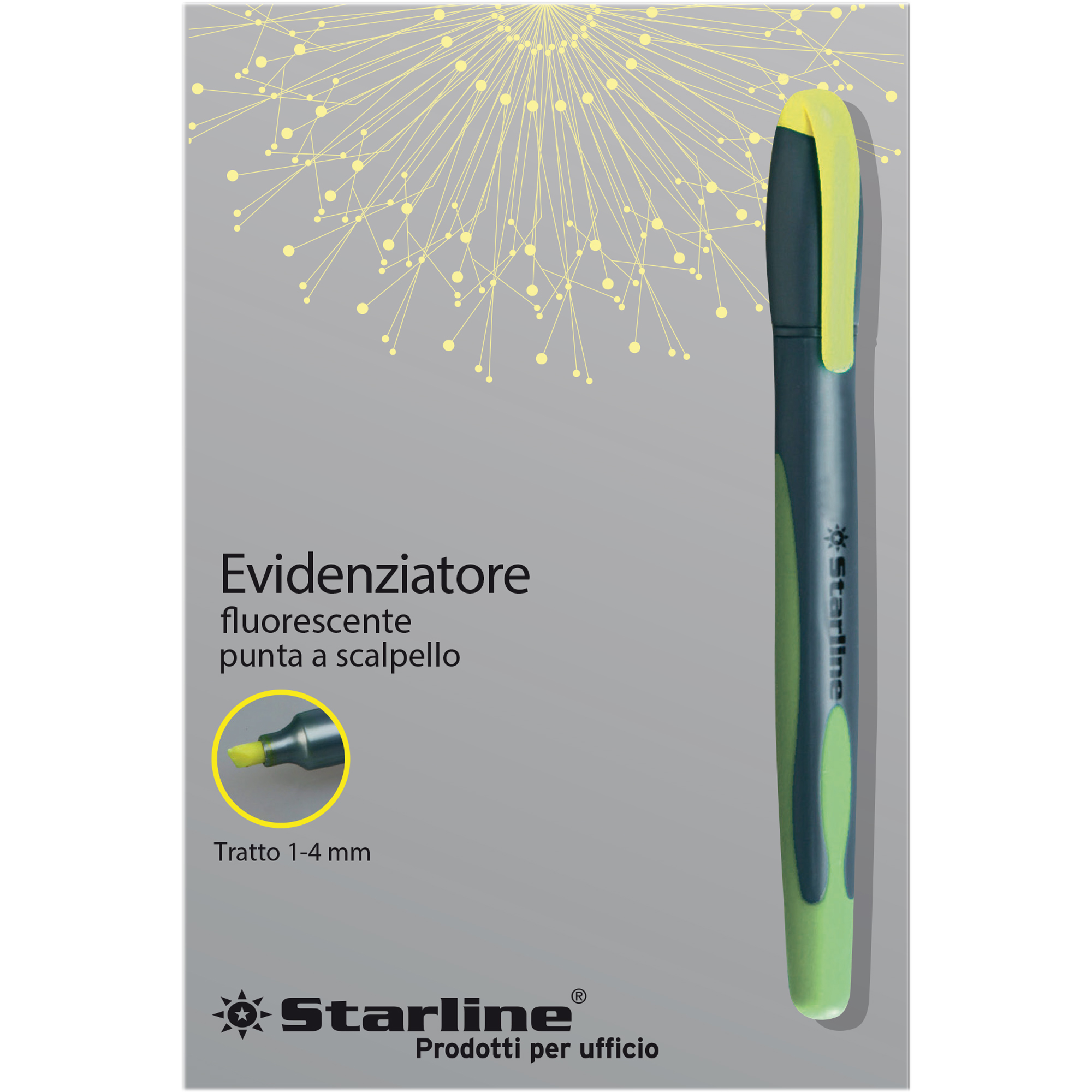Evidenziatore a penna Starline - punta scalpello - tratto da 1,0-4,0mm - giallo - Starline