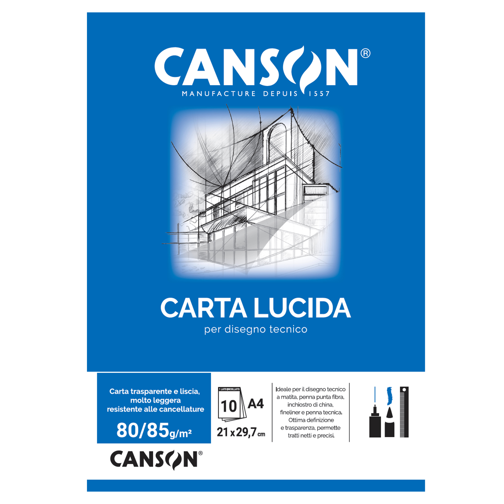 Blocco carta lucida - A4 - 10 fogli - 80gr - uso manuale - Canson