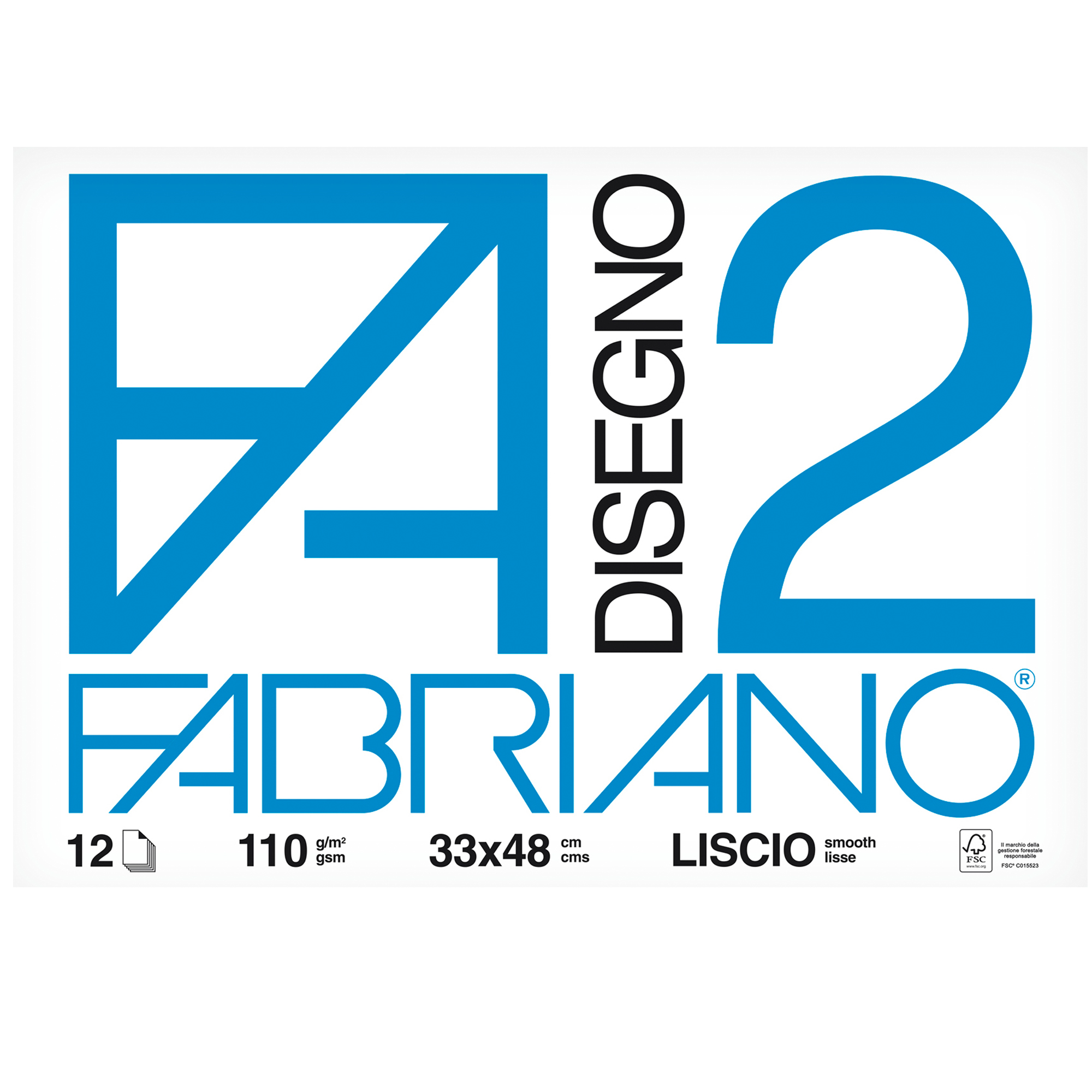 Album F2 - 33 x 48 cm - 12 fogli - 110 gr - liscio - collato - Fabriano