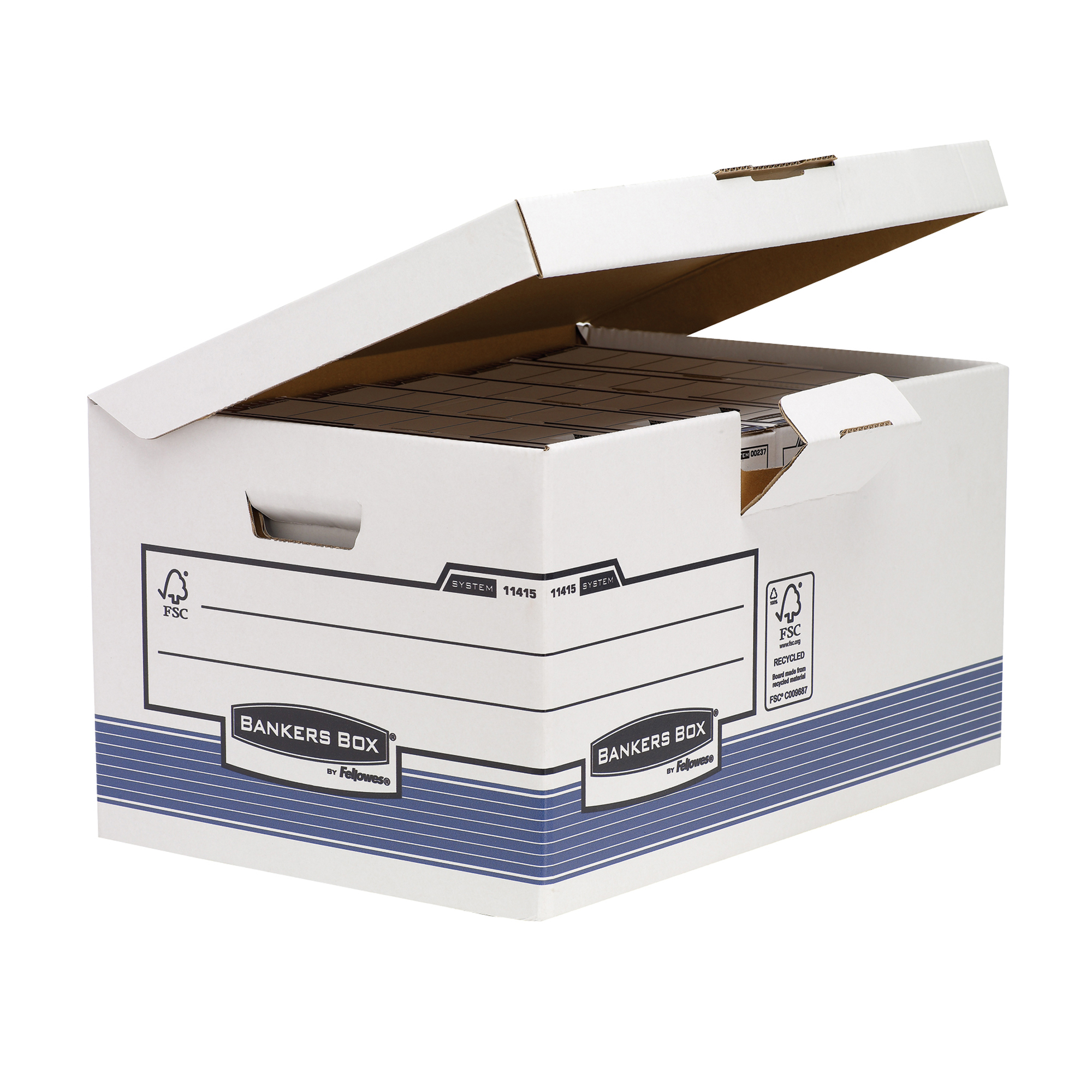 Scatola archivio Bankers Box System - con coperchio a ribalta - 37,8 x 29,3 x 54,5 cm - bianco - Fellowes